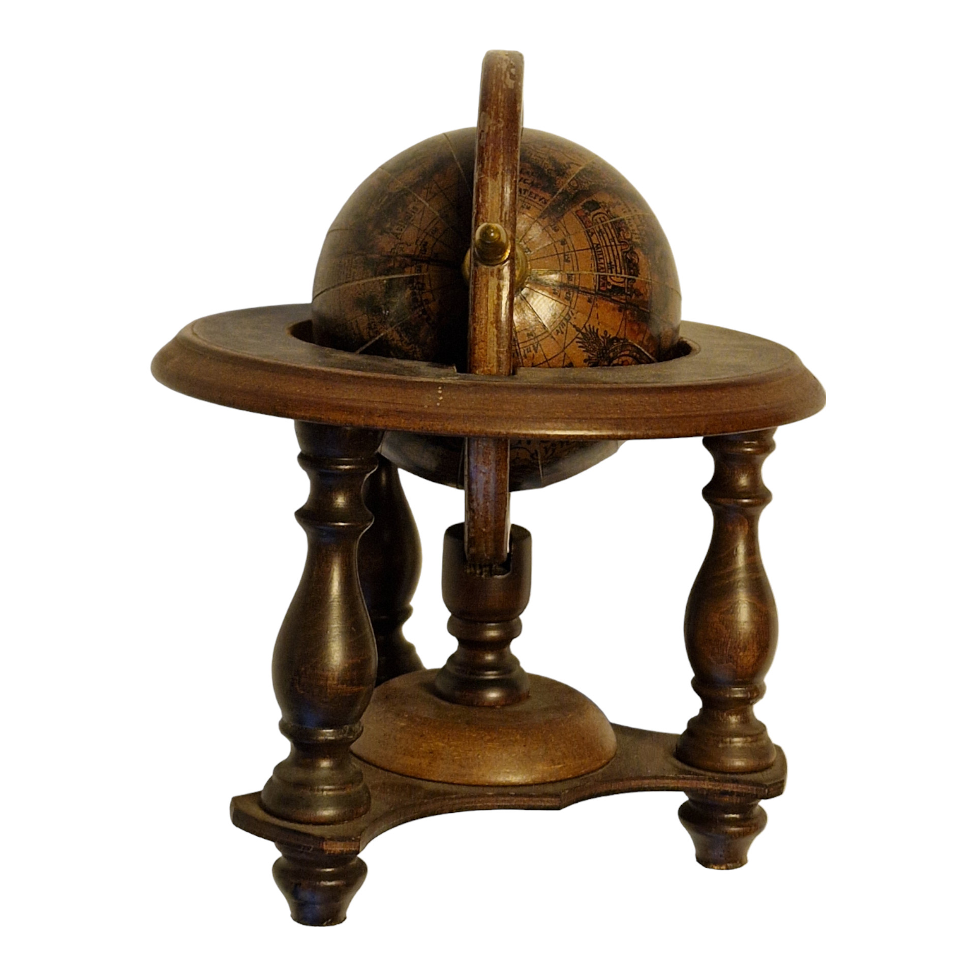 Globo terrestre decorativo vintage em madeira – Made in Italy – 17 cm