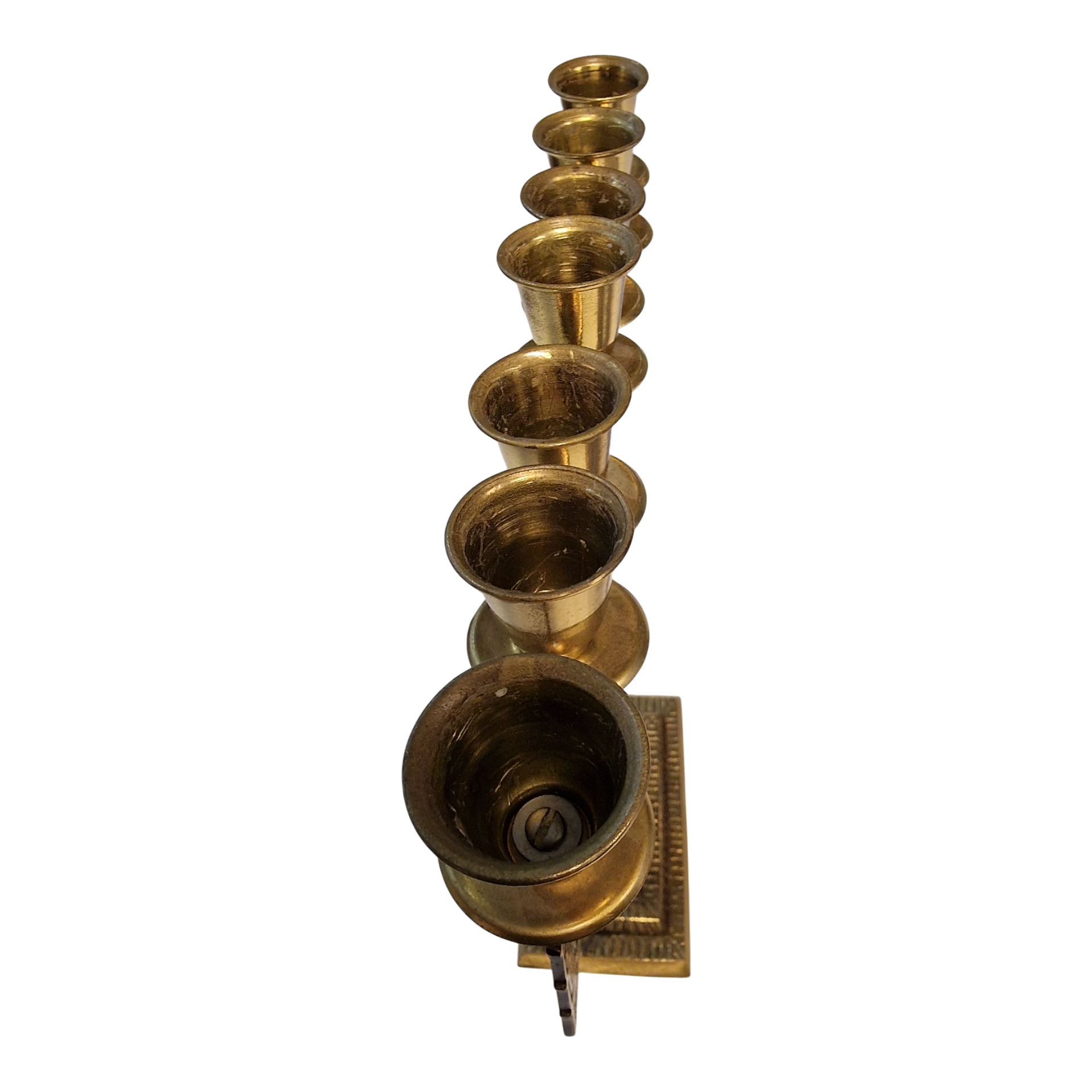 Menorá judaica de 7 braços em latão com pedra natural – Israel