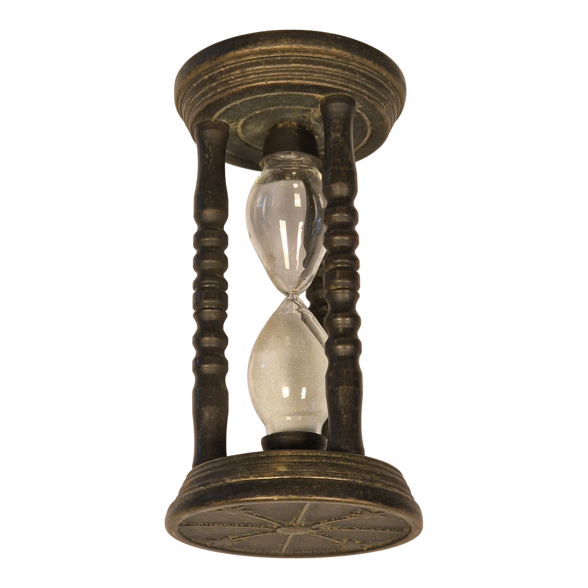 Ampulheta decorativa em bronze patinado – 13,5 cm