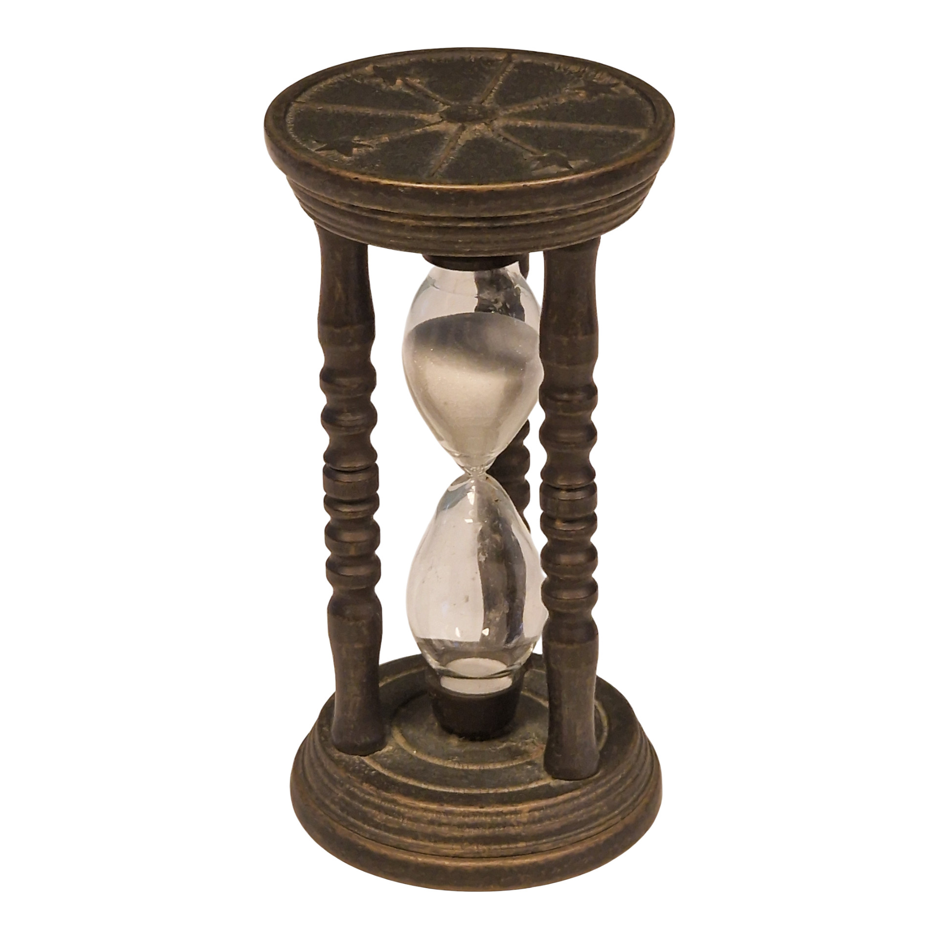 Ampulheta decorativa em bronze patinado – 13,5 cm