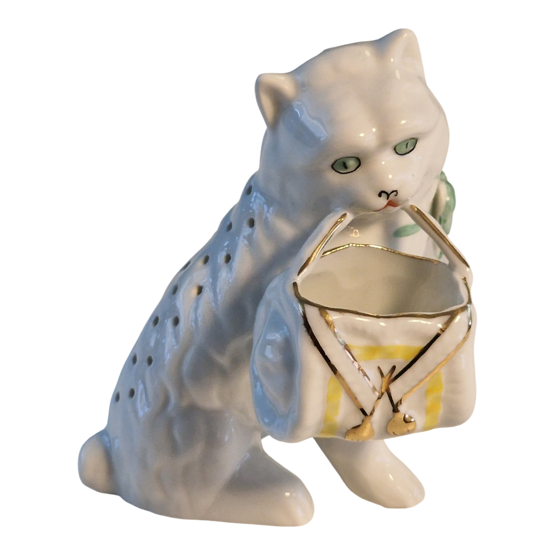 Paliteiro Gato com Cesto na Boca (12 cm) - Vista Alegre