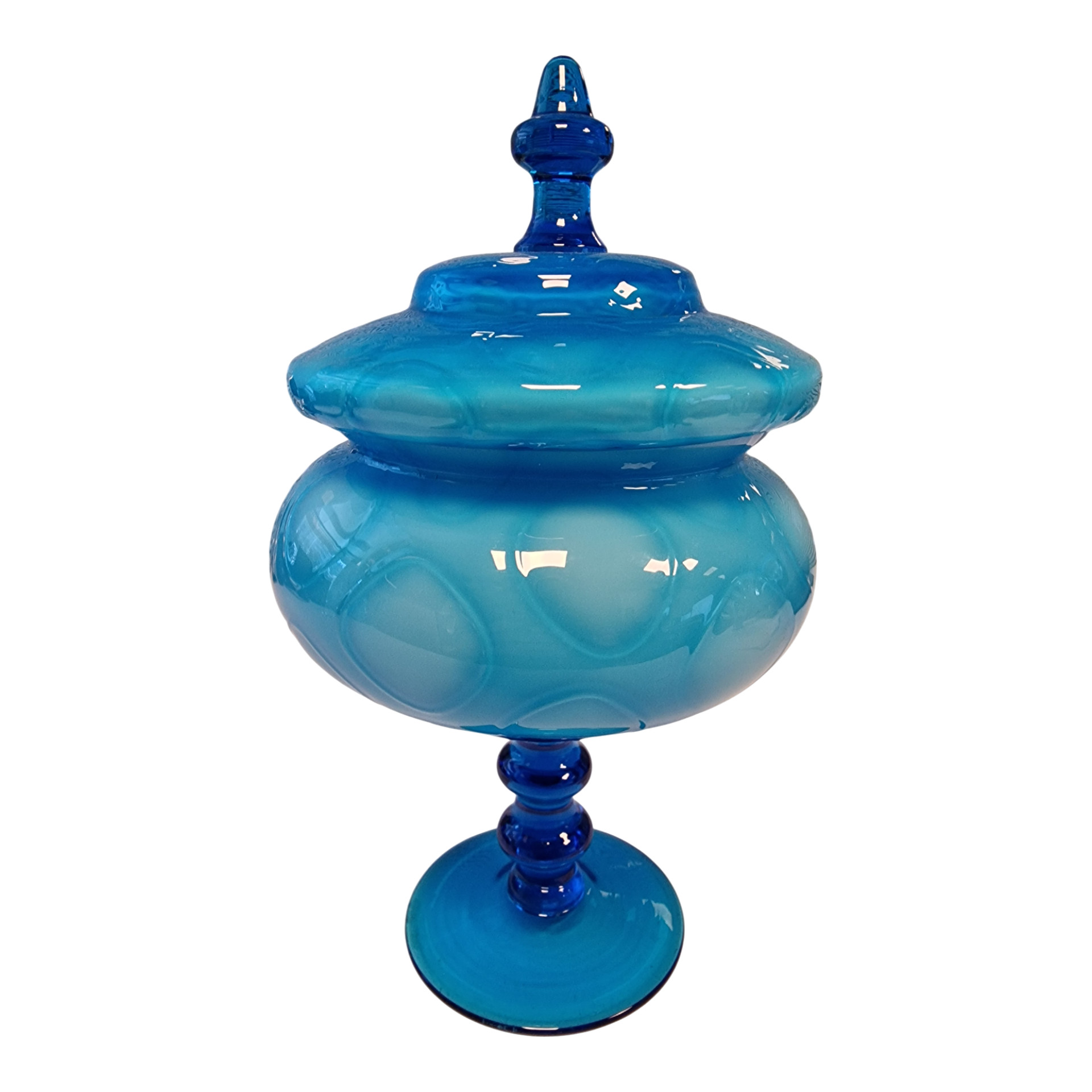 Bomboneira em vidro azul translúcido soprado – 31,5 cm (com tampa)