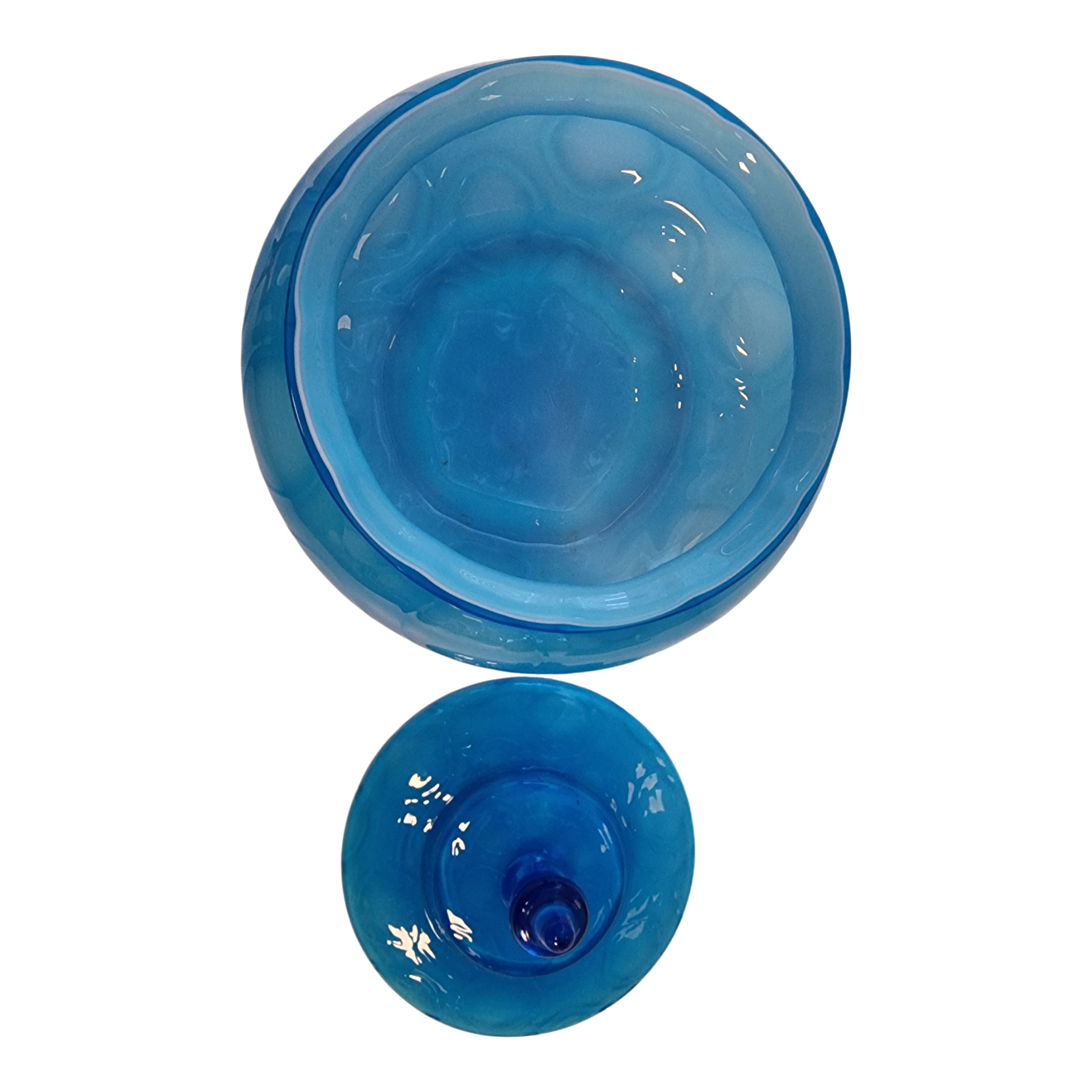 Bomboneira em vidro azul translúcido soprado – 31,5 cm (com tampa)