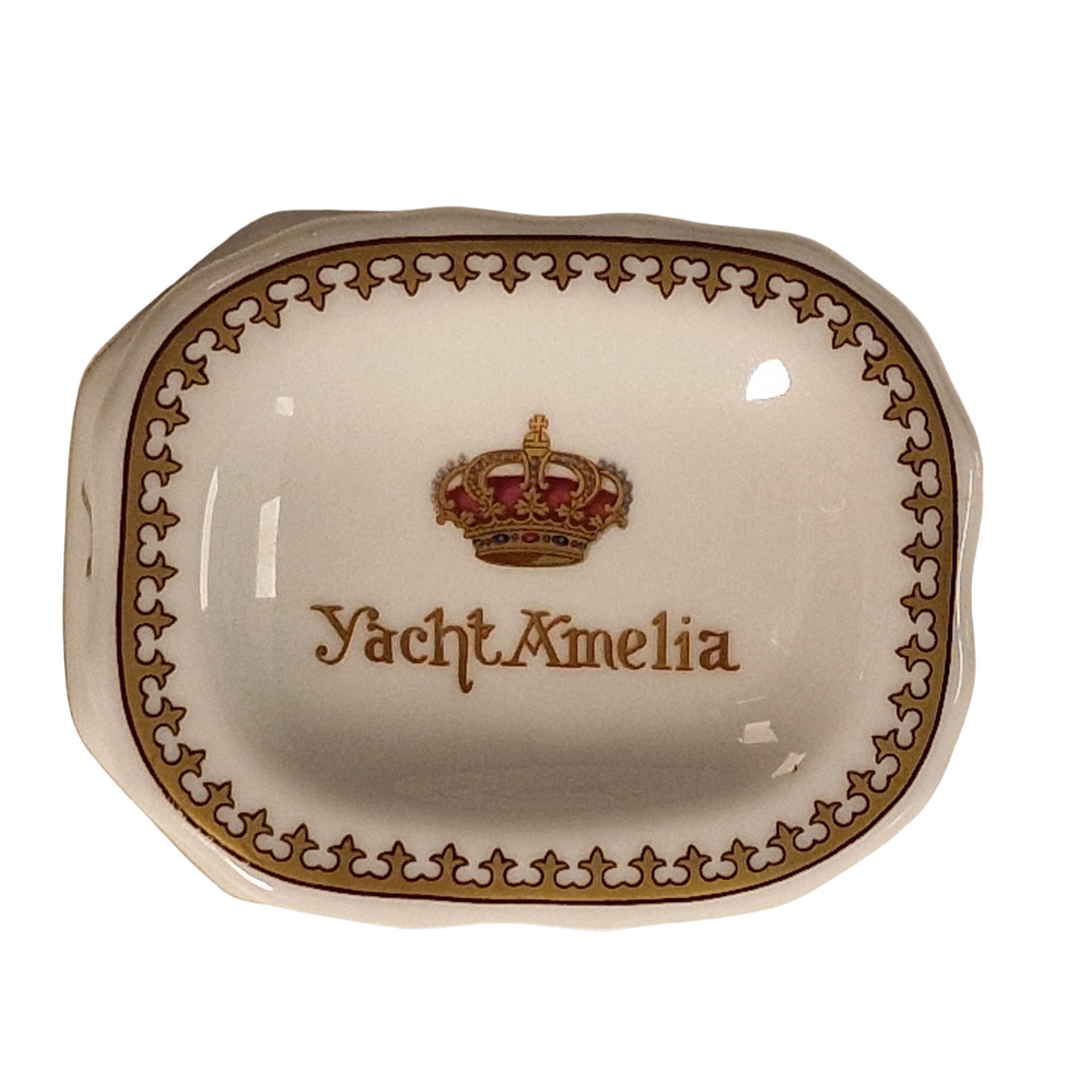 Saleiro “Yacht Amelia” – Oficina Real – Porcelana branca – 9,5 × 7,5 cm – Edição limitada (Museu da Marinha)