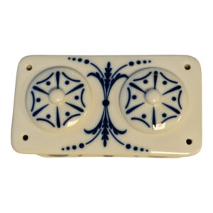 Tinteiro “Império” – Vista Alegre – Porcelana branca com decoração azul – 16×7×8cm