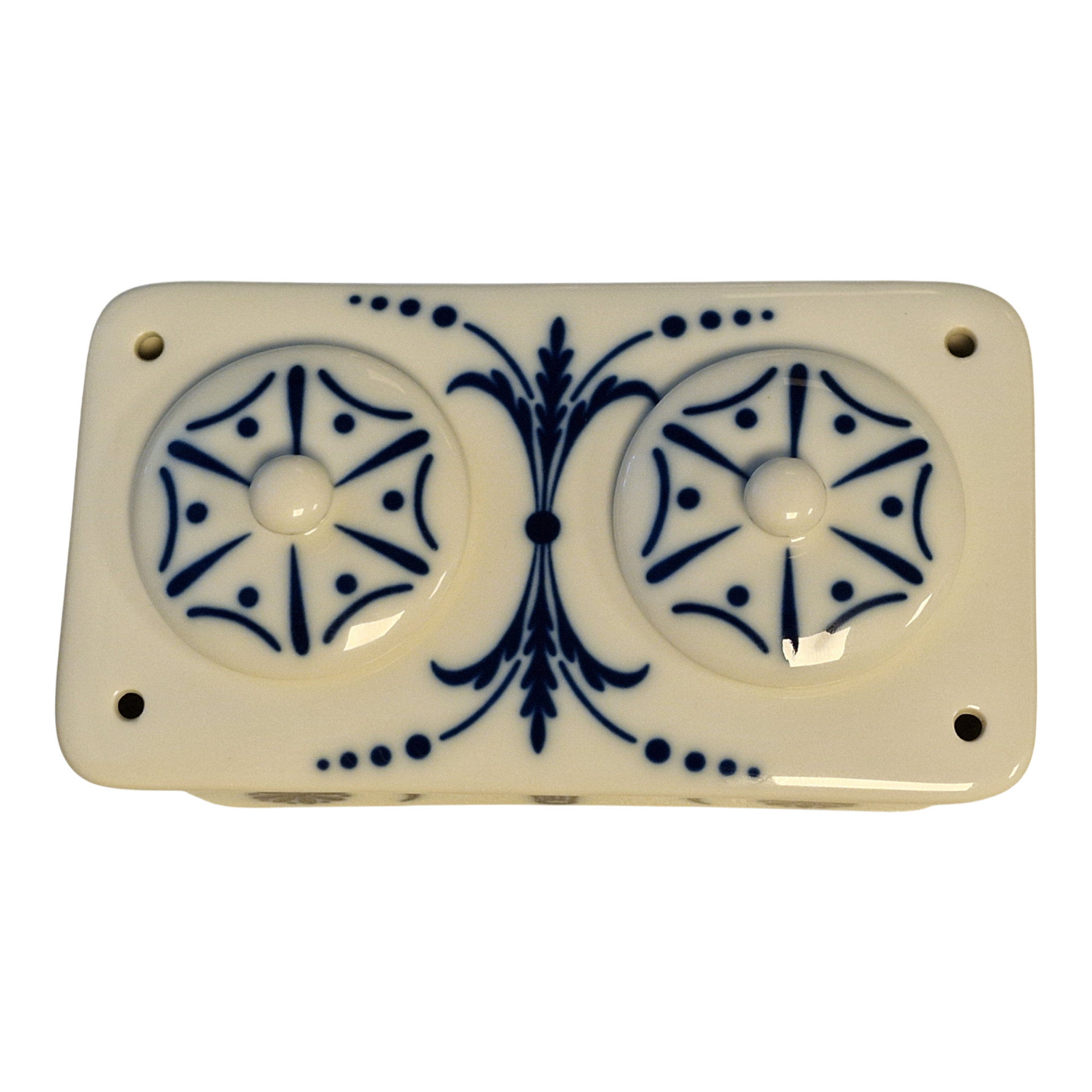 Tinteiro “Império” – Vista Alegre – Porcelana branca com decoração azul – 16×7×8cm