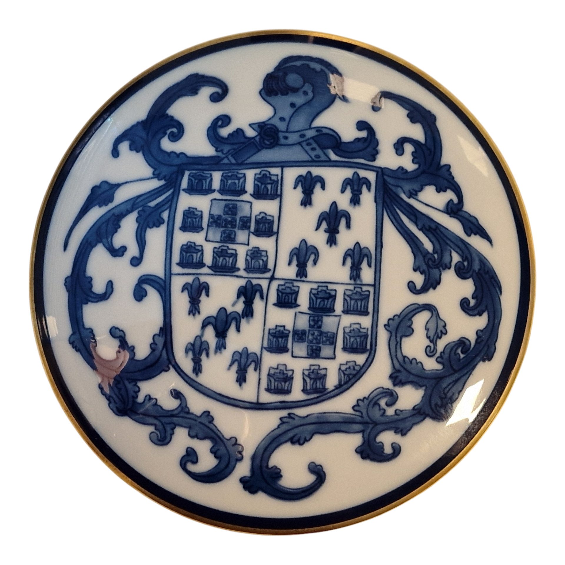 Caixa Redonda “Matias de Albuquerque” – SPAL – Porcelana decorada com brasão heráldico – 14,5 cm