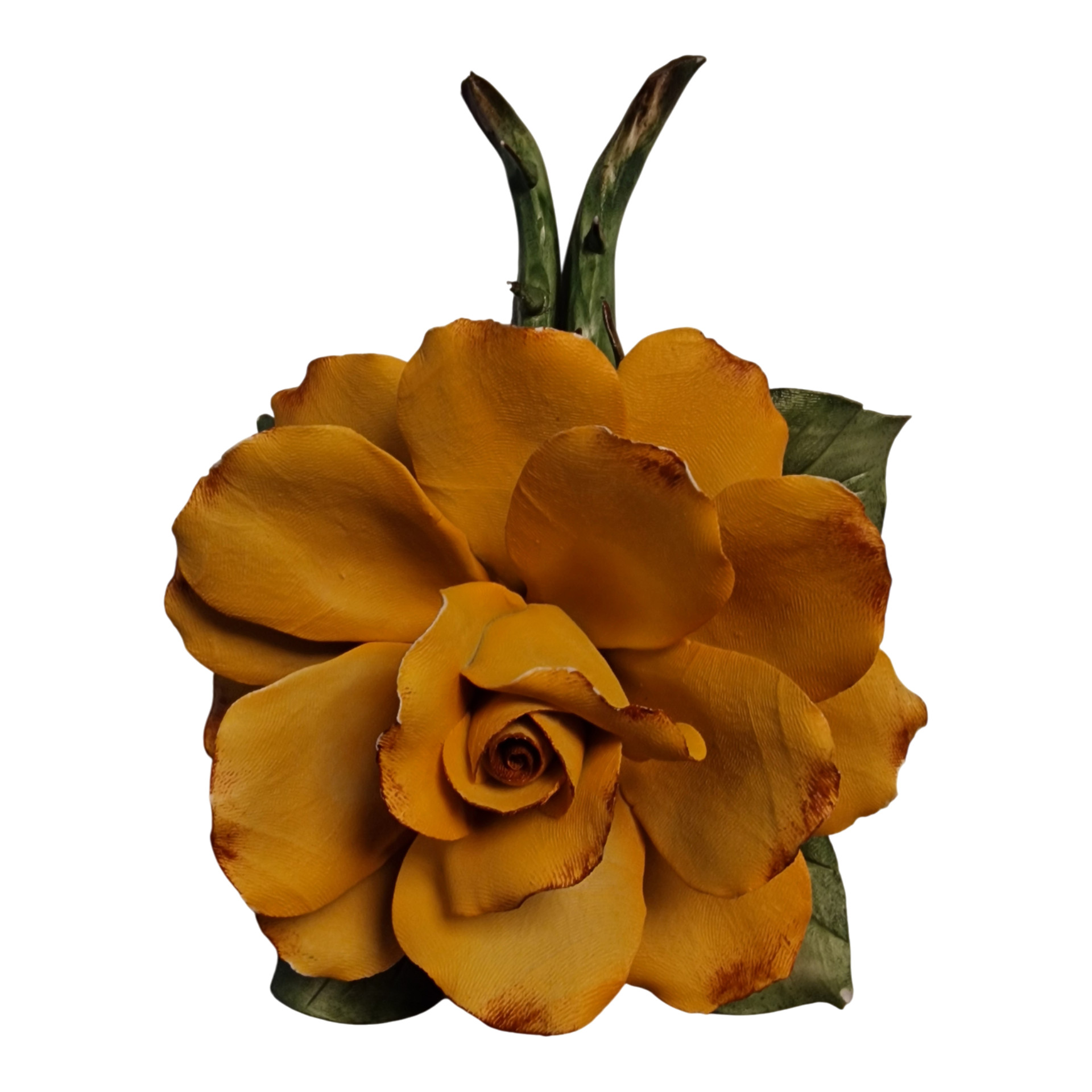 Rosa Capodimonte – Porcelana italiana pintada à mão – Flor decorativa amarela