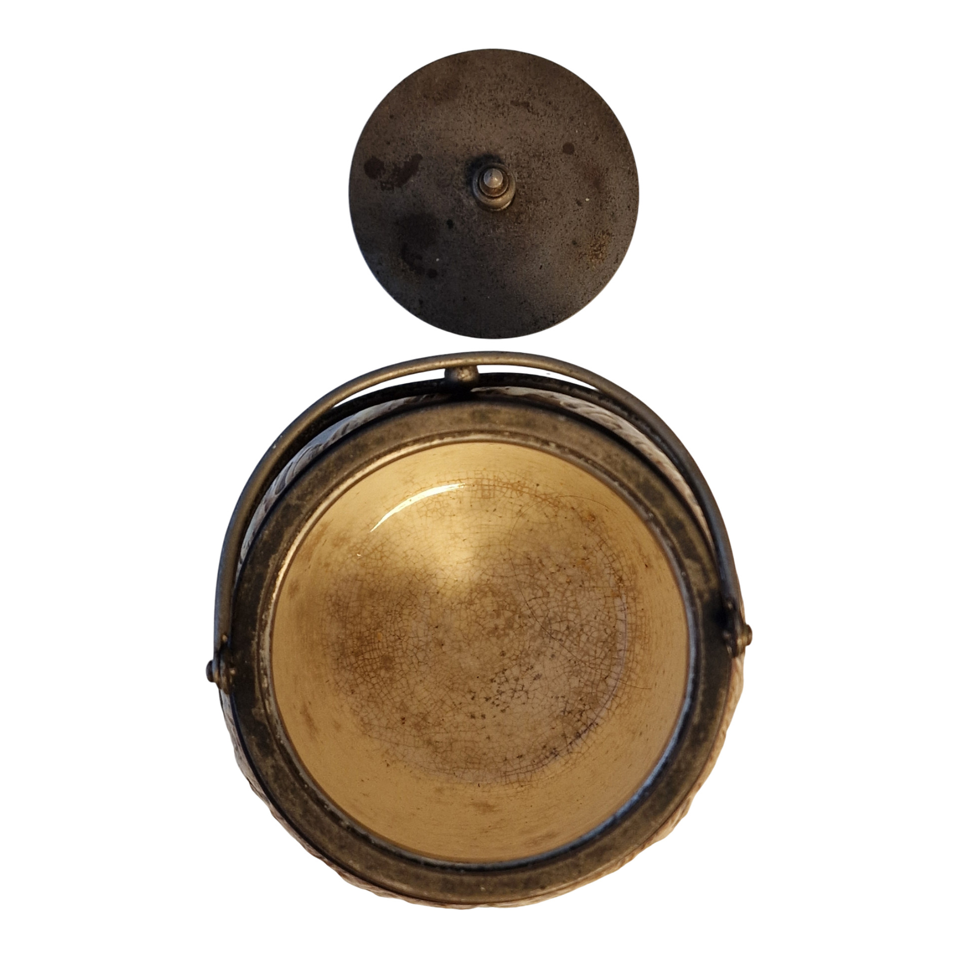 Biscoiteiro Vitoriano em Stoneware Esmaltado – Provável Inglaterra ou Alemanha (c.1880–1910)