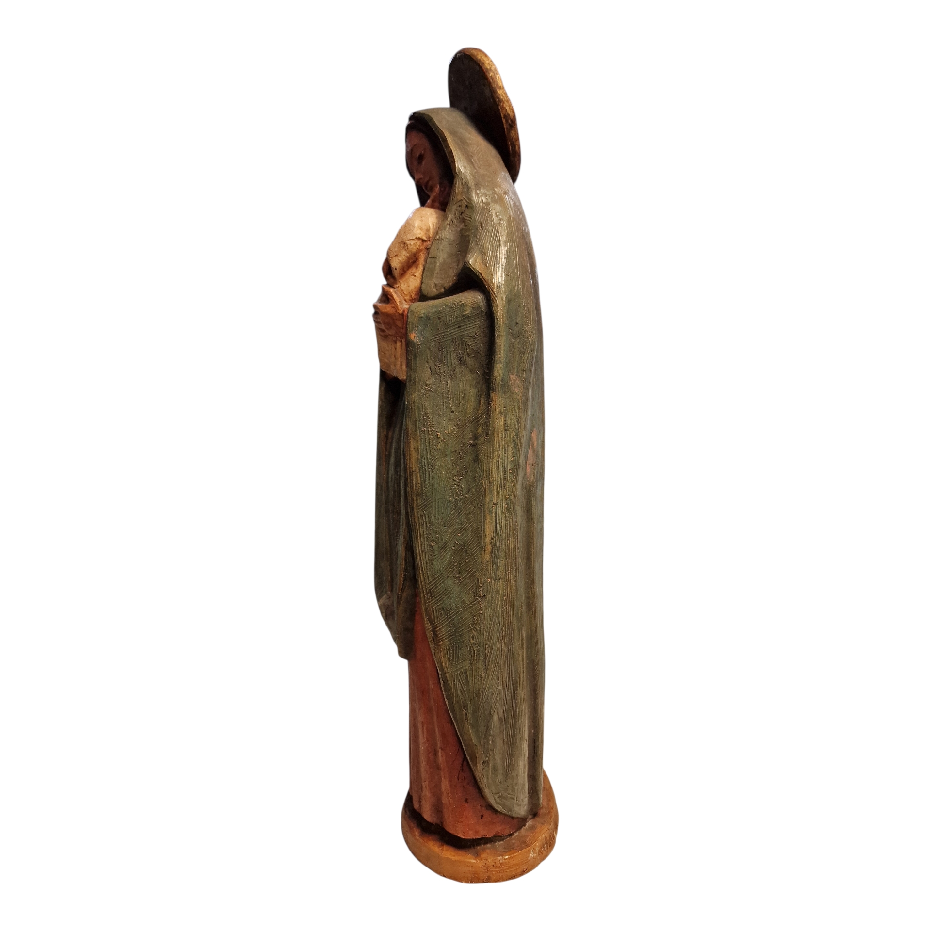 Nossa Senhora com o Menino – Escultura em Terracota Policromada por Maria Amélia Carvalheira (c. 1950-1970) - Image 3