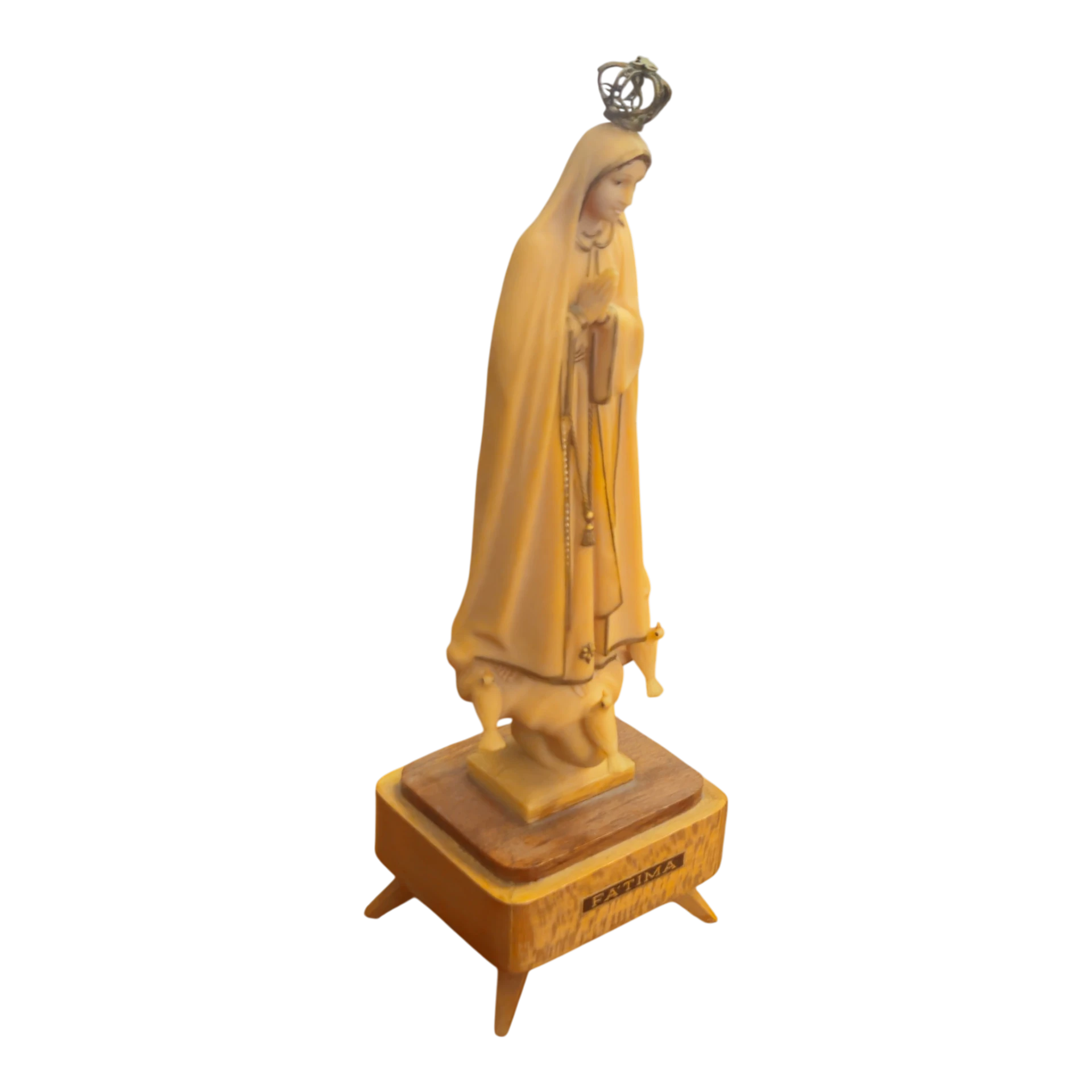 Nossa Senhora de Fátima com Base em Madeira