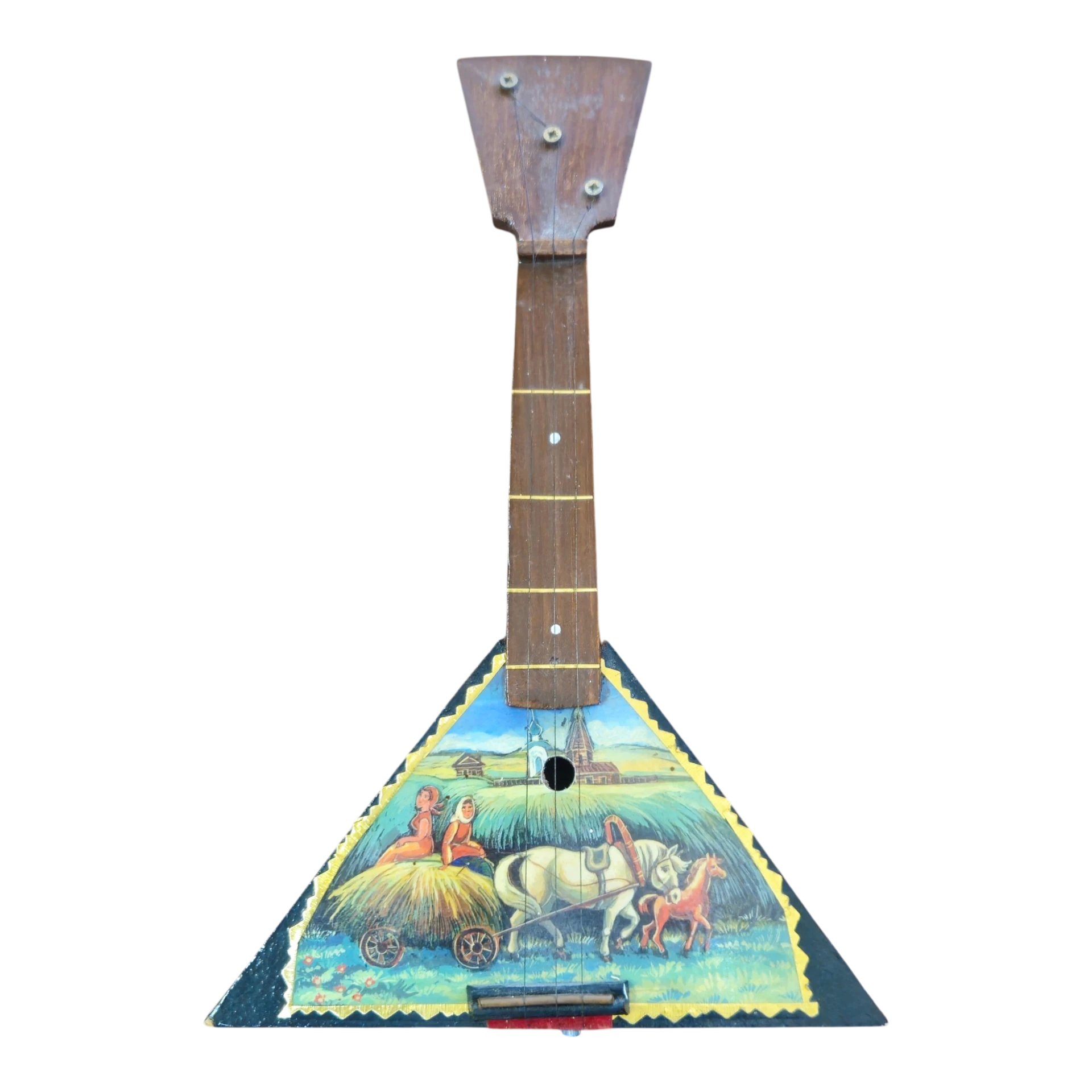 Balalaika Russa Decorativa com Cena Folclórica Pintada