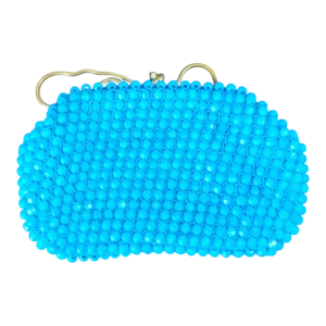 Bolsa Vintage de Missangas Azuis com Fecho Metálico