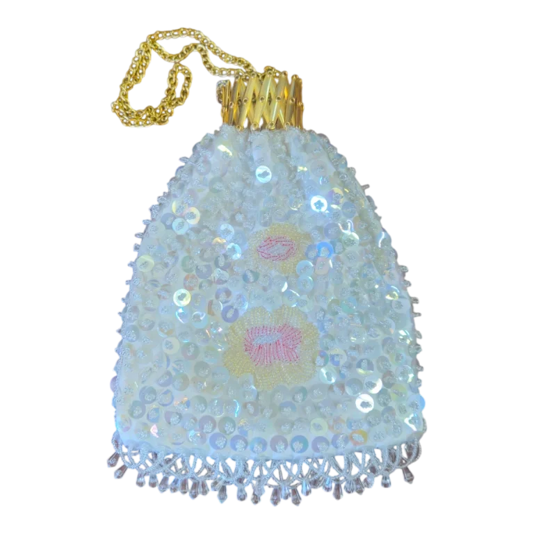 Bolsa Vintage Bordada com Lantejoulas e Missangas