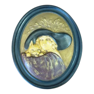 Placa Decorativa de Parede “Lady with Dog” – por Erma Gilliand Duncan