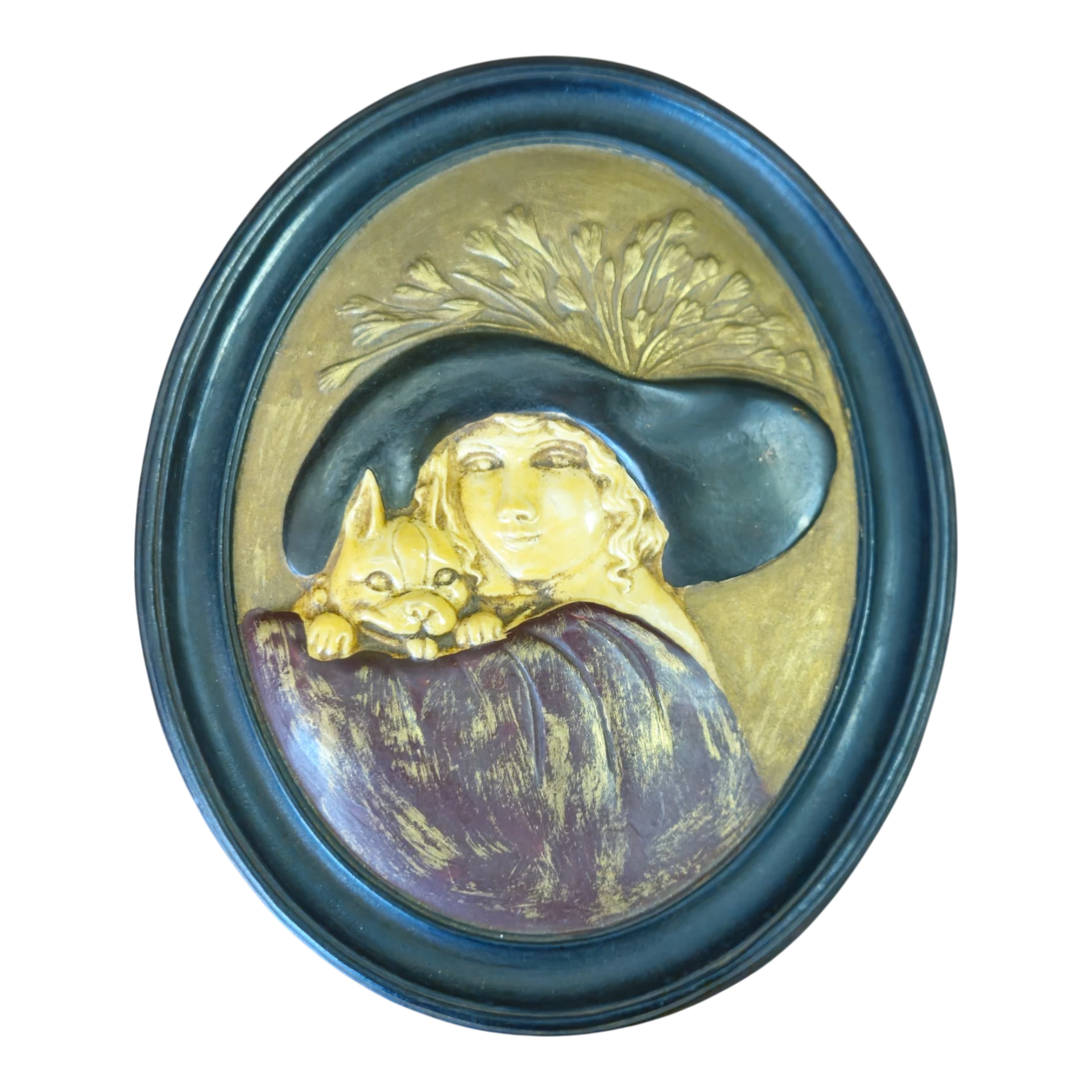 Placa Decorativa de Parede “Lady with Dog” – por Erma Gilliand Duncan