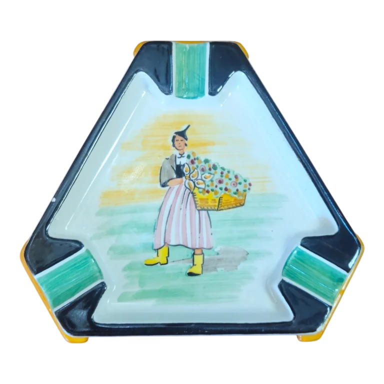 Cinzeiro Vintage em Porcelana Pintado à Mão – Caldas da Rainha