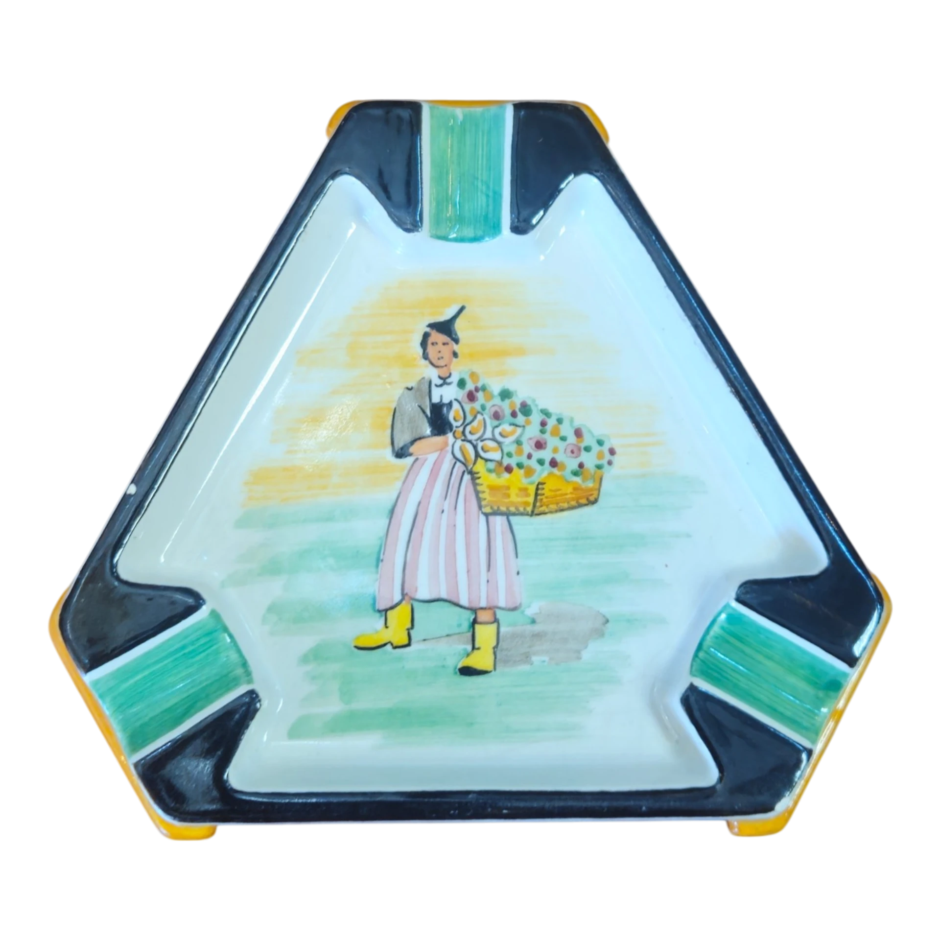 Cinzeiro Vintage em Porcelana Pintado à Mão – Caldas da Rainha