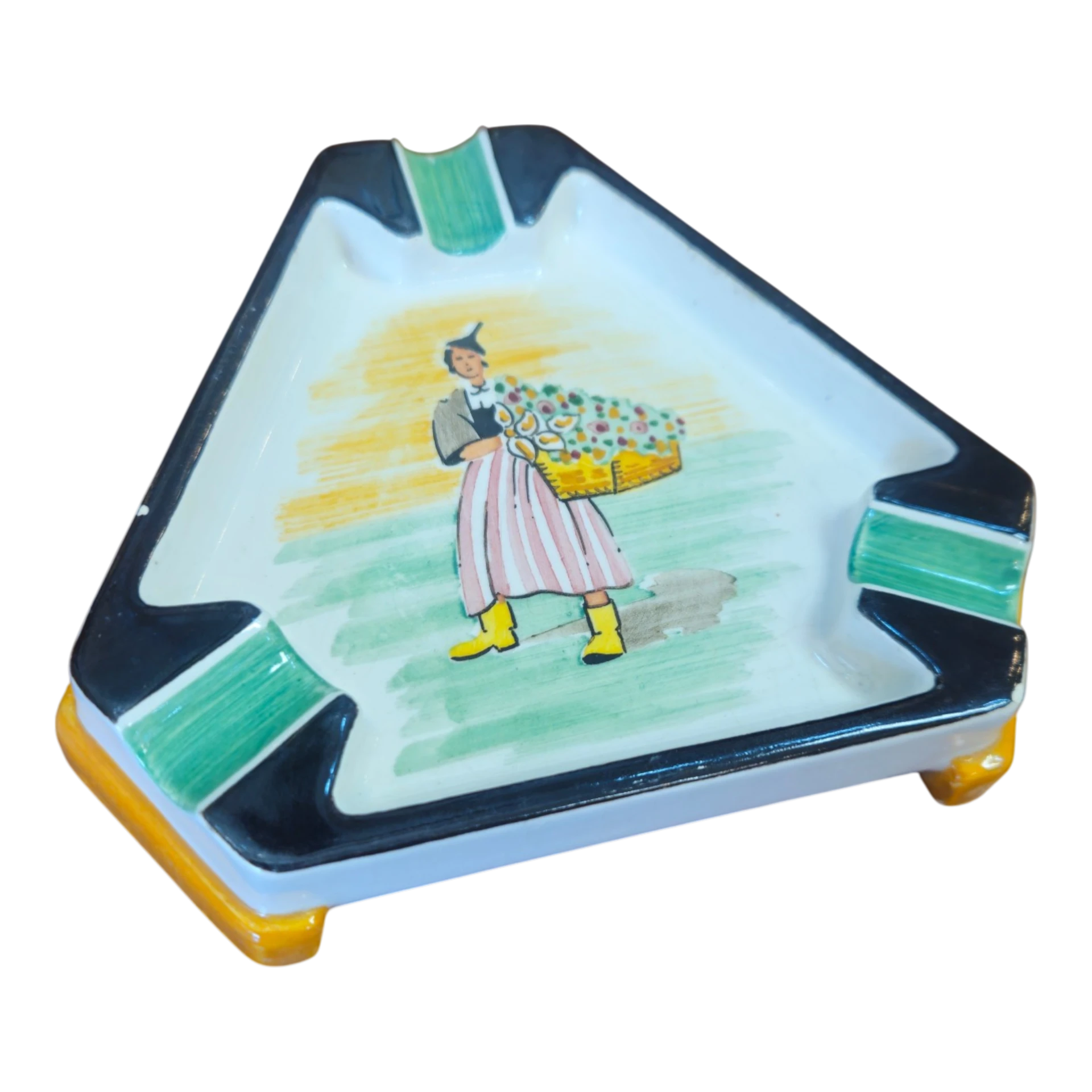 Cinzeiro Vintage em Porcelana Pintado à Mão – Caldas da Rainha