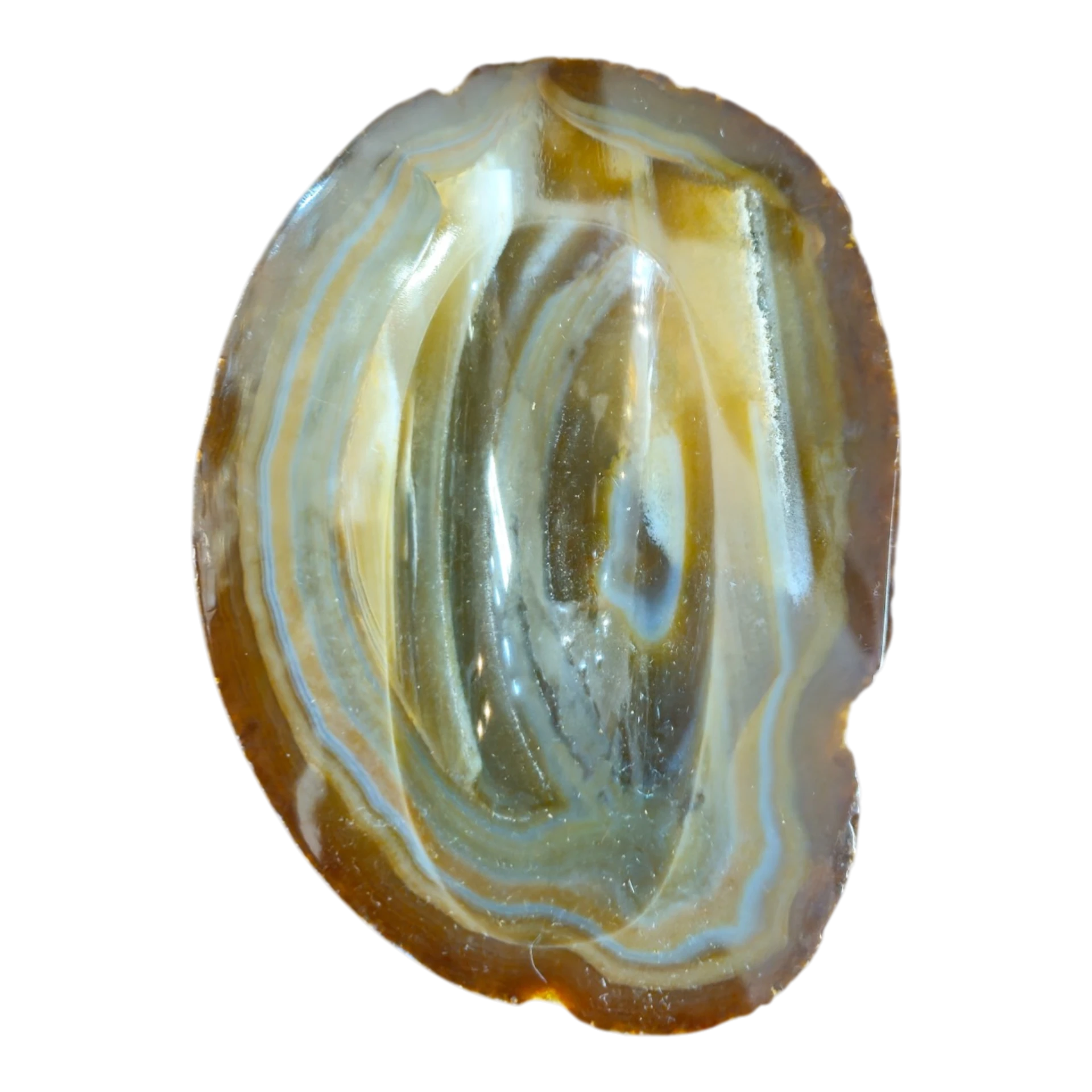 Cinzeiro Vintage em Ágata Natural Brasileira Polida (Tons Mel e Creme)