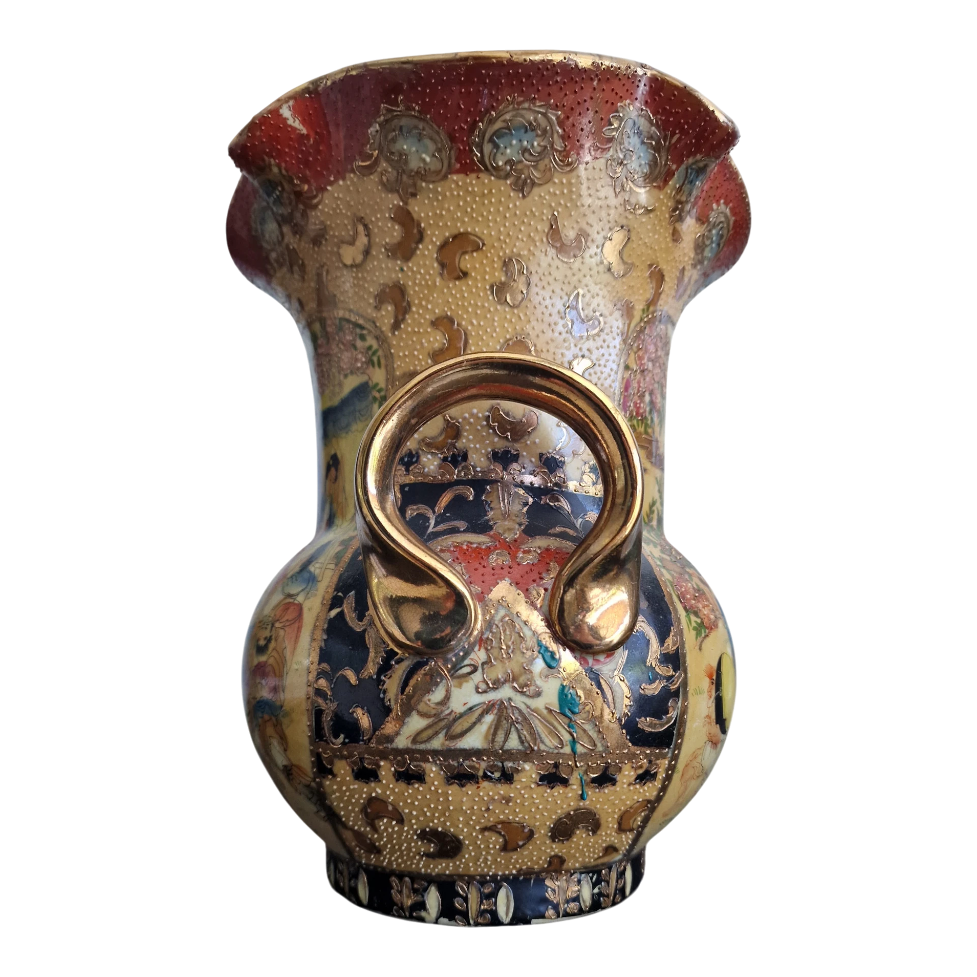 Jarro Decorativo Estilo Satsuma com Cena Oriental – Porcelana “Made in China” (25 cm)