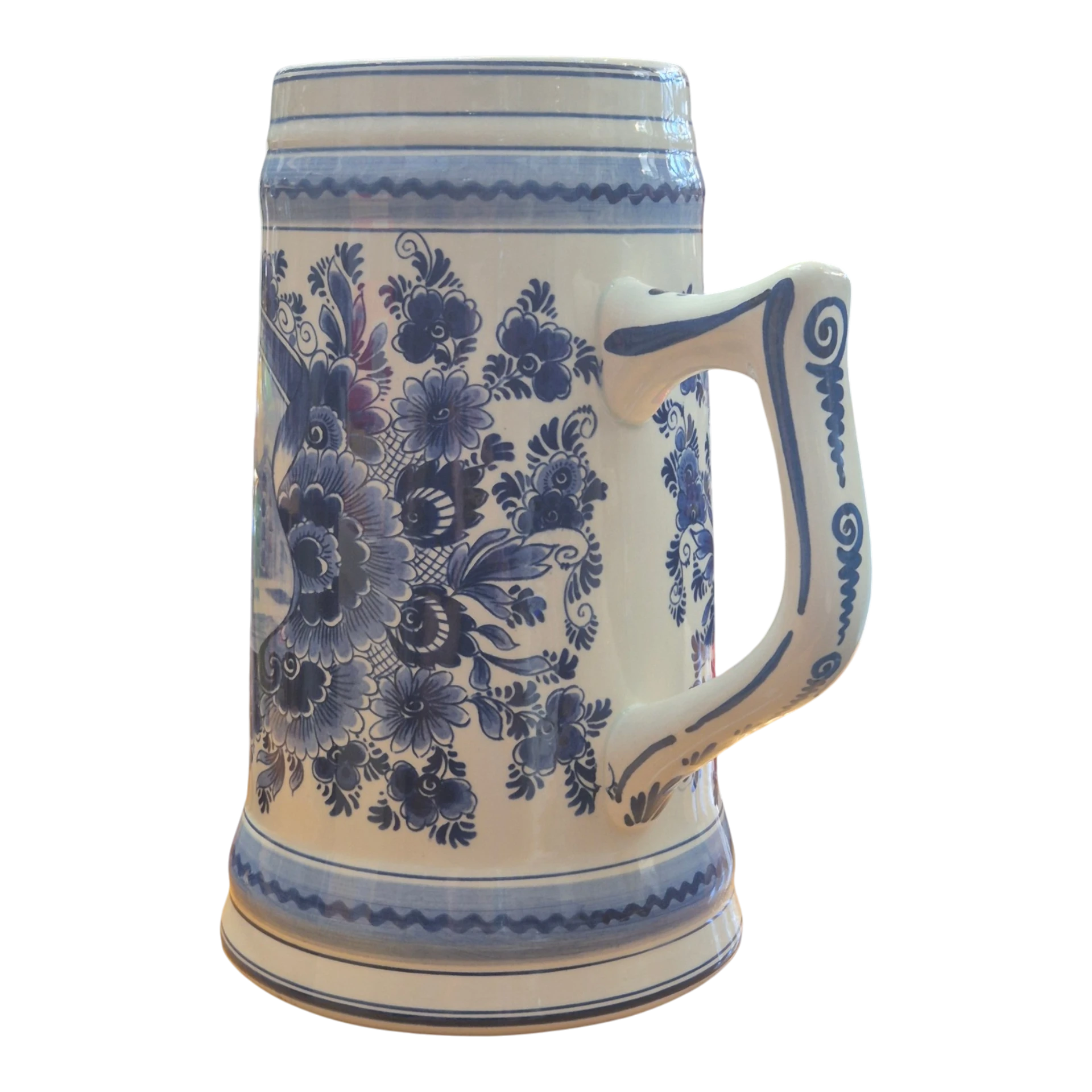 Caneca de cerveja Heineken em faiança Delft Blue - De Porceleyne Fles / Royal Delft (séc. XX)com 26 cm