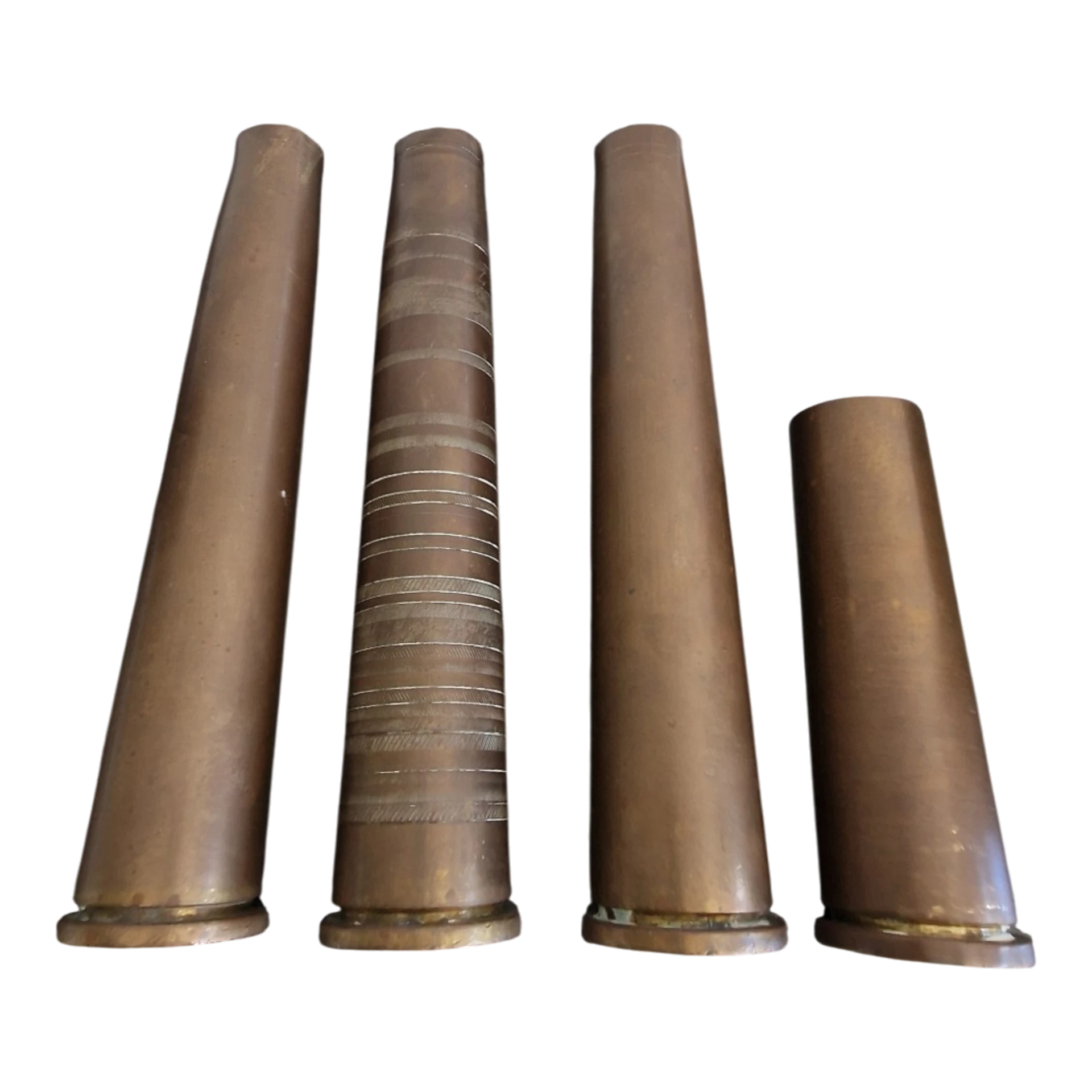 Conjunto de 4 Cápsulas de Cartucho Antigas em Latão
