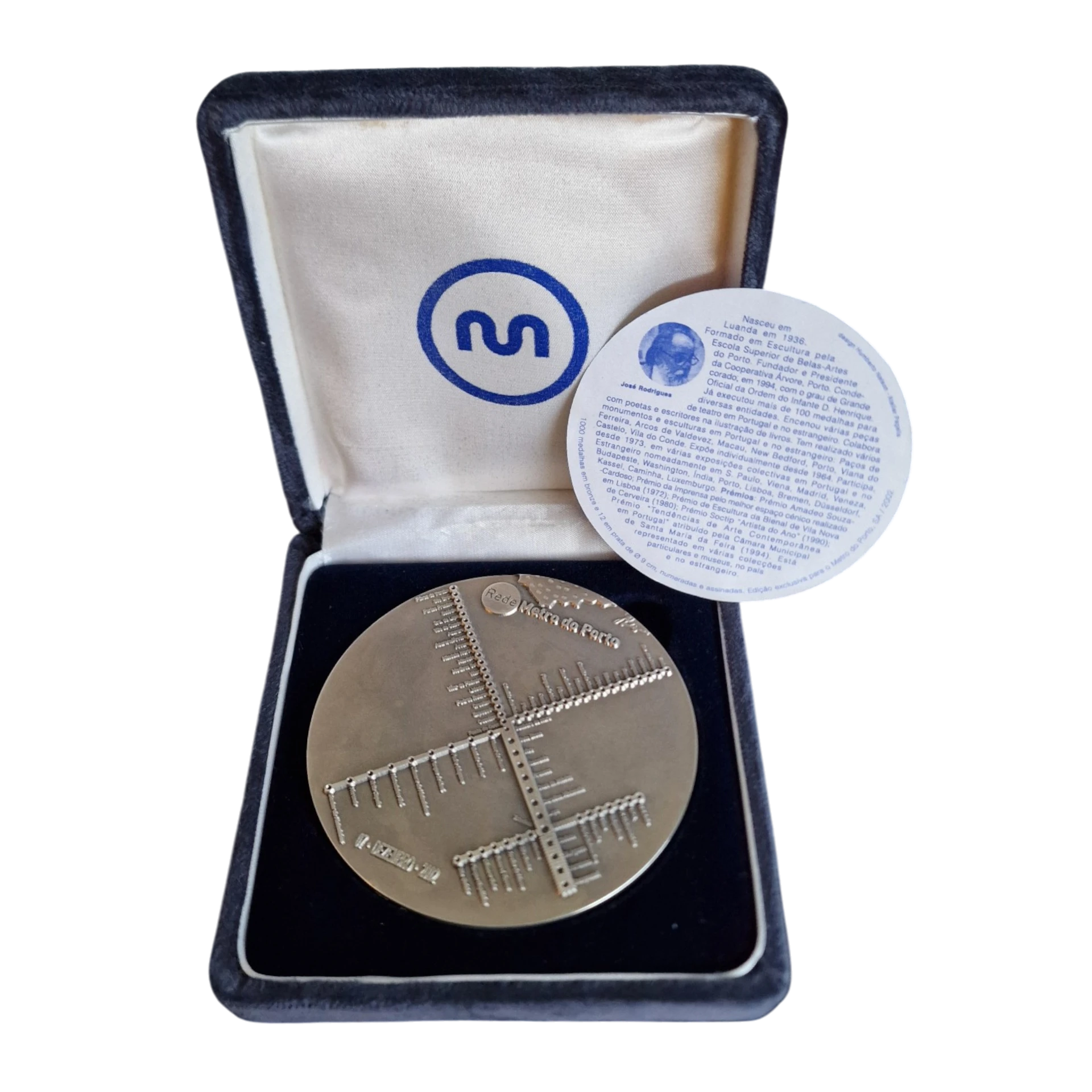 Medalha Comemorativa Metro do Porto em Prata 320g — José Rodrigues — Edição Limitada 3/12 (2002)
