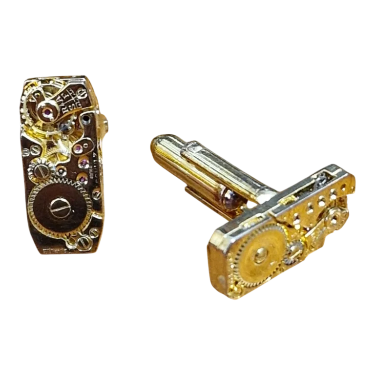 Botões de Punho Vintage com Movimentos Mecânicos Waltham “17 Jewels” — c. 1950-1970