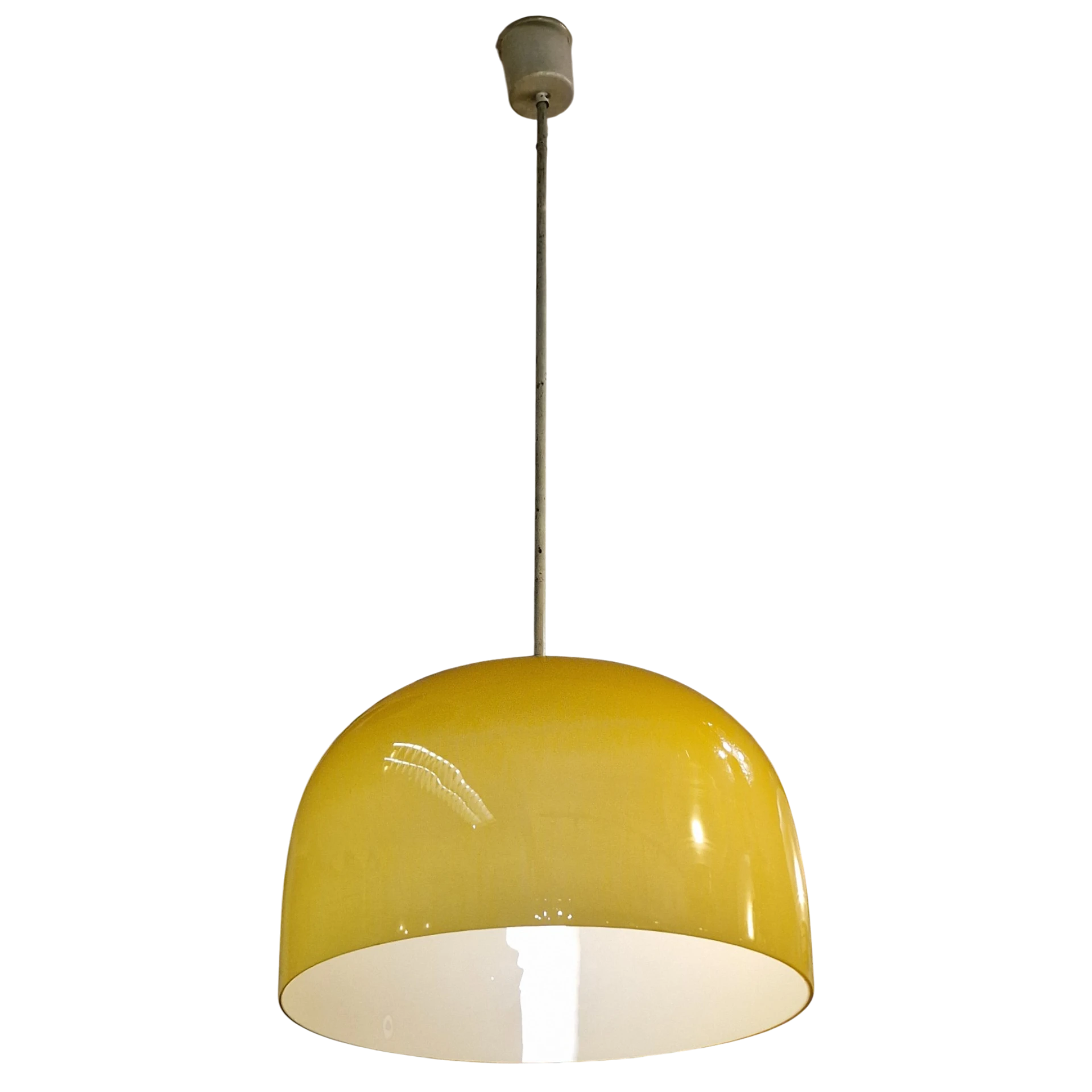 Candeeiro Suspenso Vintage em Vidro Amarelo – Design Mid-Century (Anos 60/70)