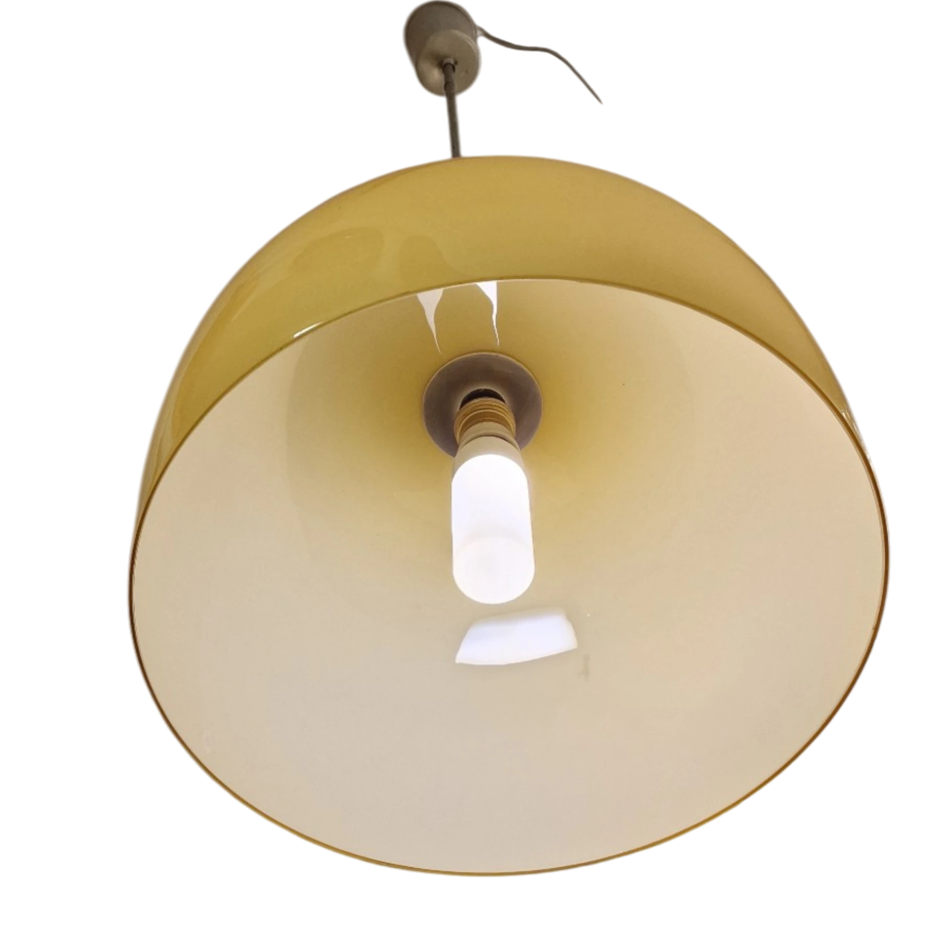 Candeeiro Suspenso Vintage em Vidro Amarelo – Design Mid-Century (Anos 60/70)