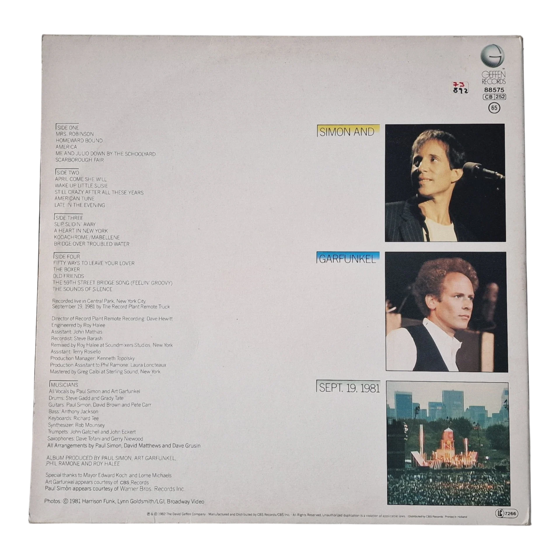 Simon And Garfunkel – The Concert In Central Park | 2LP Vinil CBS Records Holland 1982