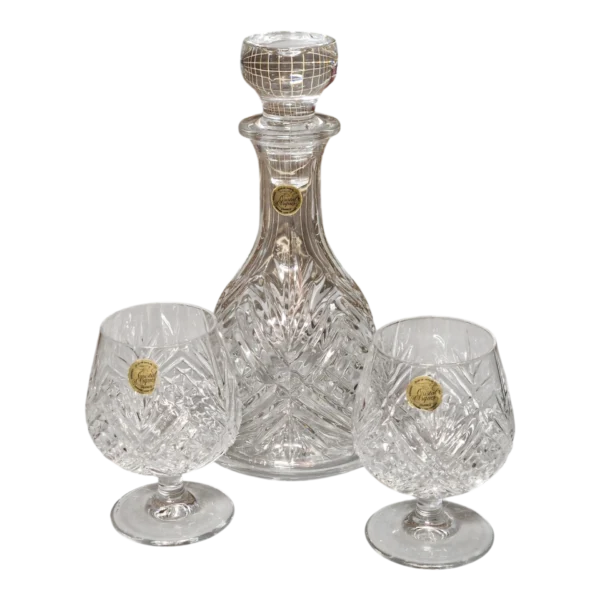 Conjunto Licoreira e Copos em Cristal Lapidado – Cristal d’Arques, França
