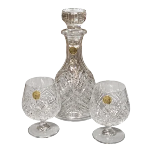 Conjunto Licoreira e Copos em Cristal Lapidado – Cristal d’Arques, França
