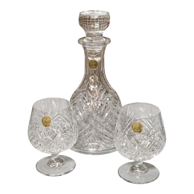 Conjunto Licoreira e Copos em Cristal Lapidado – Cristal d’Arques, França
