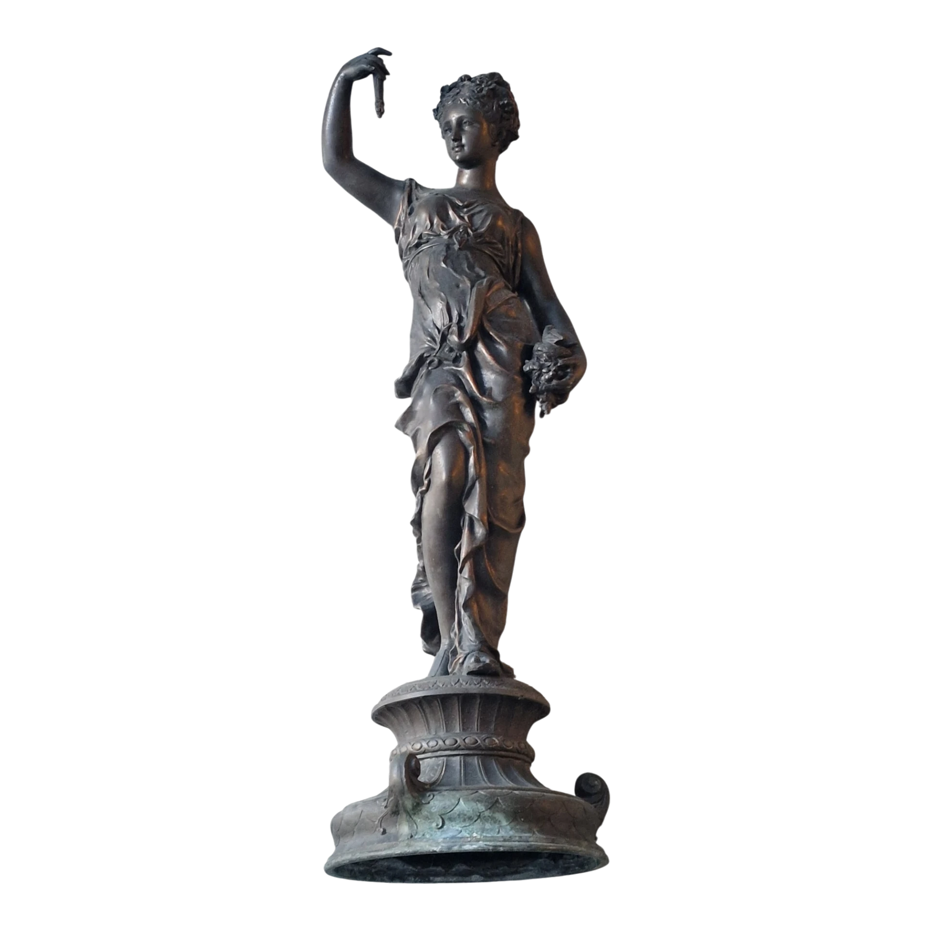Estátua em bronze estilo clássico – figura feminina alegórica – 67 cm
