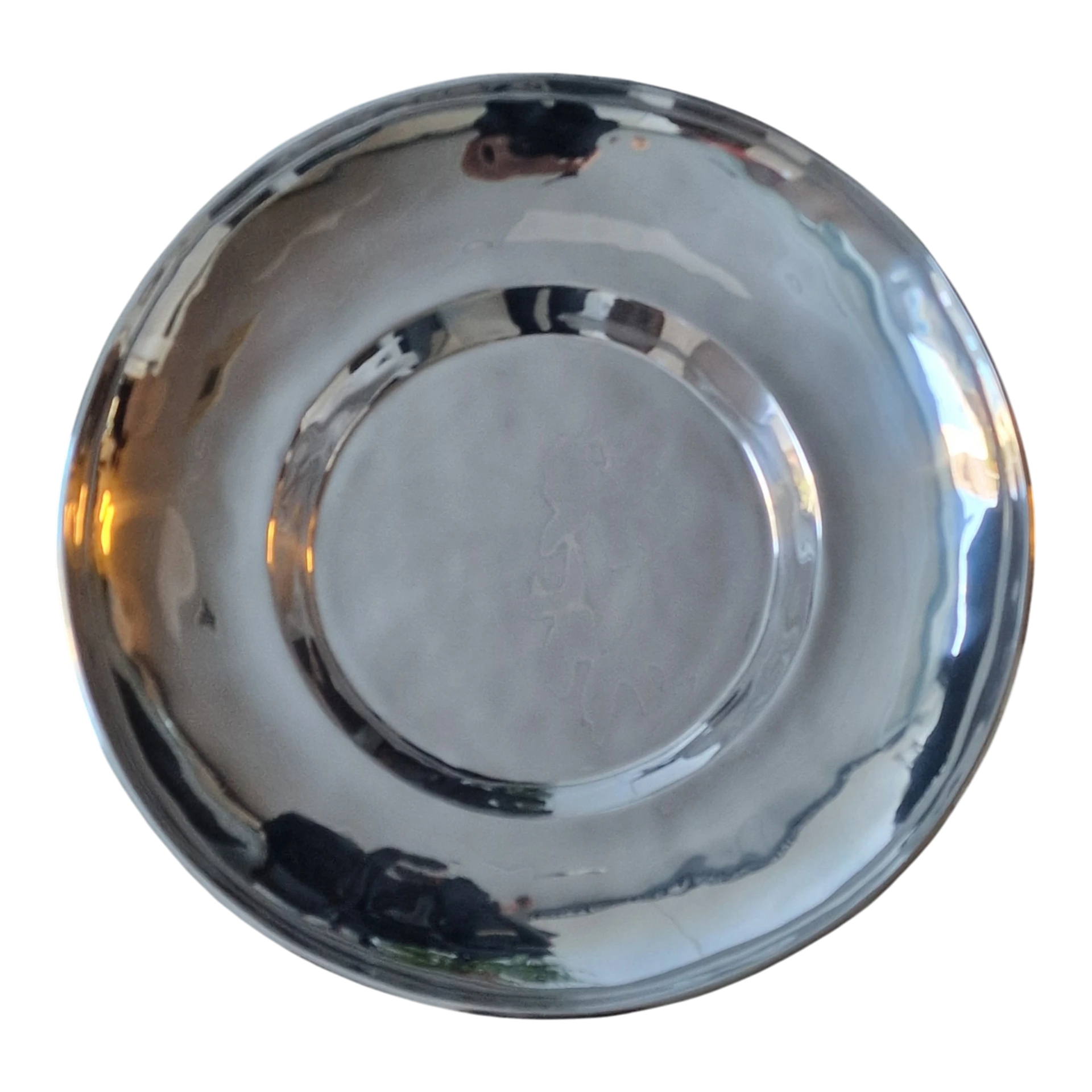 Prato monumental “Linha de Fogo” – De Campos – alumínio fundido – 52 cm – vintage português