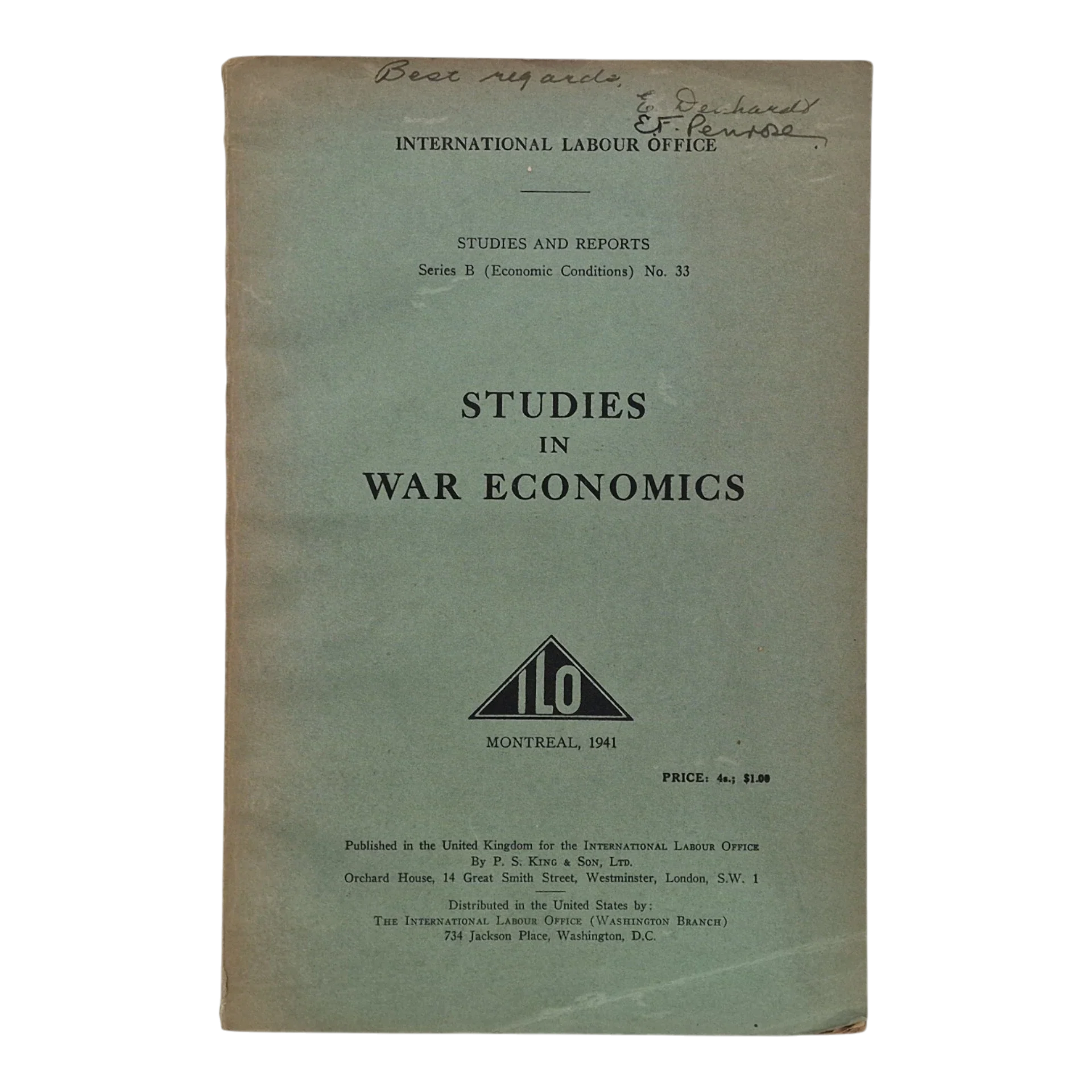 Studies in War Economics – International Labour Office – 1941 – Série B Nº 33