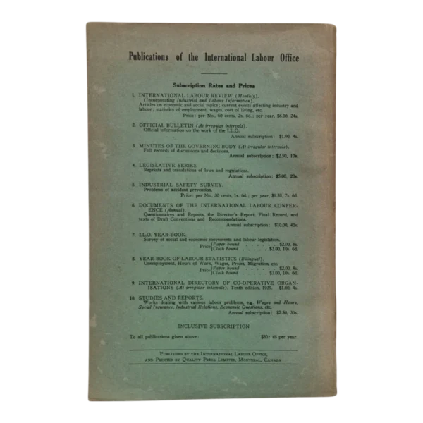 Studies in War Economics – International Labour Office – 1941 – Série B Nº 33