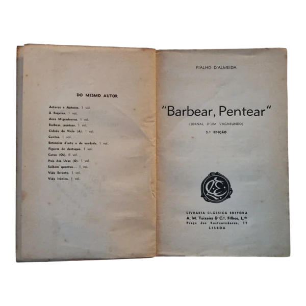 Barbear, Pentear – Fialho d’Almeida – 5.ª Edição – Livraria Clássica Editora