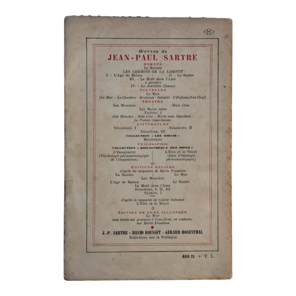 Les Mains Sales – Jean-Paul Sartre – Édition 1948 – Gallimard NRF