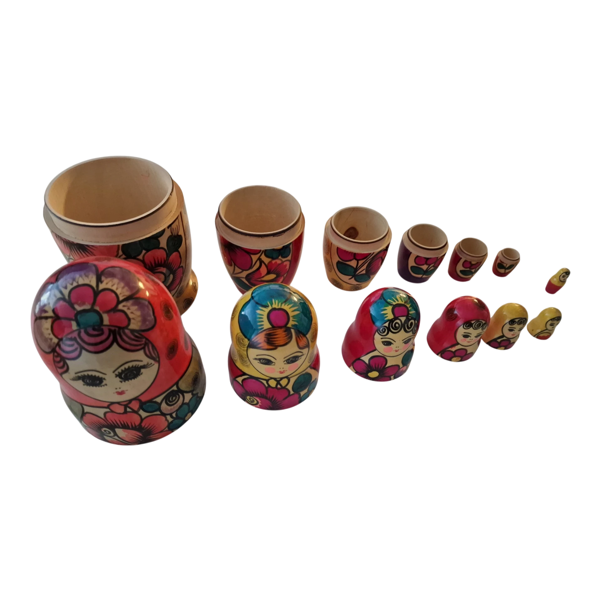 Matrioskas Russas em Madeira Pintadas à Mão Conjunto de 7 Peças