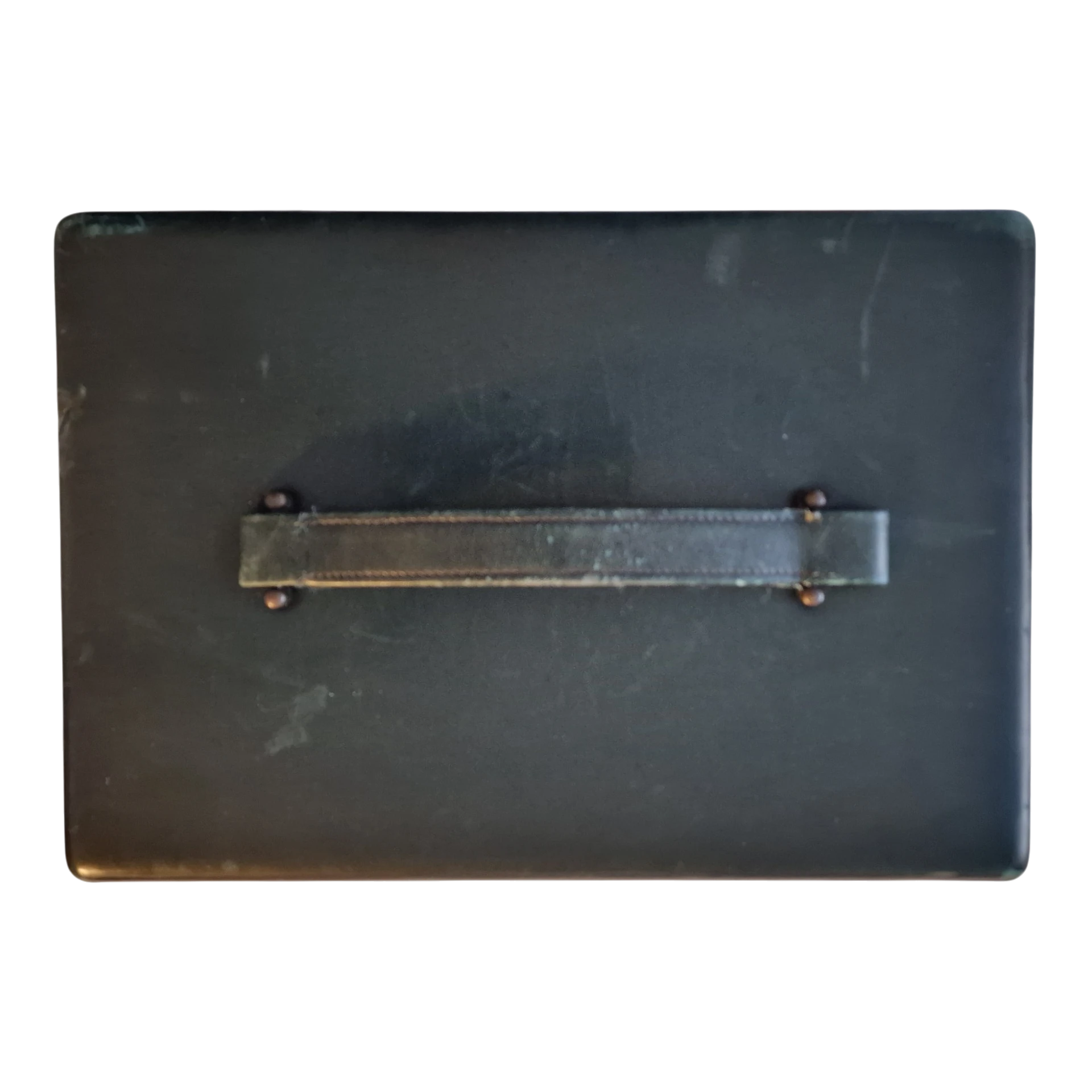 Necessaire Vintage em Pele, Latão e Prata com Frascos Originais