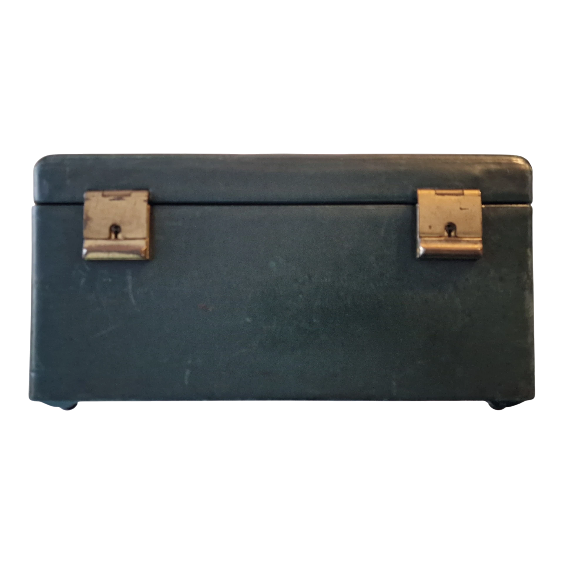 Necessaire Vintage em Pele, Latão e Prata com Frascos Originais