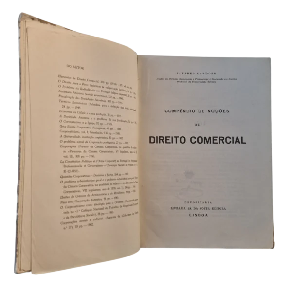 Compêndio de Noções de Direito Comercial - J. Pires Cardoso - Livraria Sá da Costa Editora