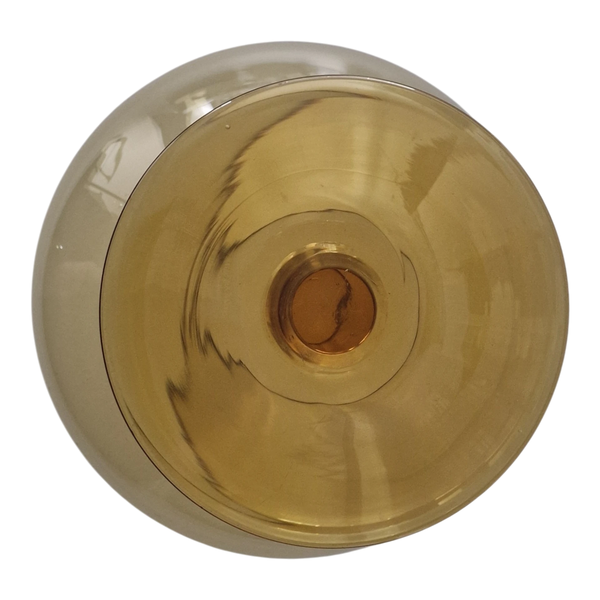 Grande Taça Balão em Vidro Fumado Âmbar 22 cm — design modernista, séc. XX