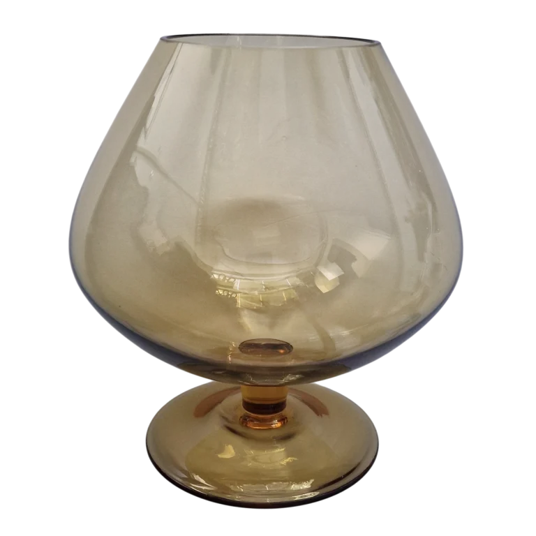 Grande Taça Balão em Vidro Fumado Âmbar 22 cm — design modernista, séc. XX