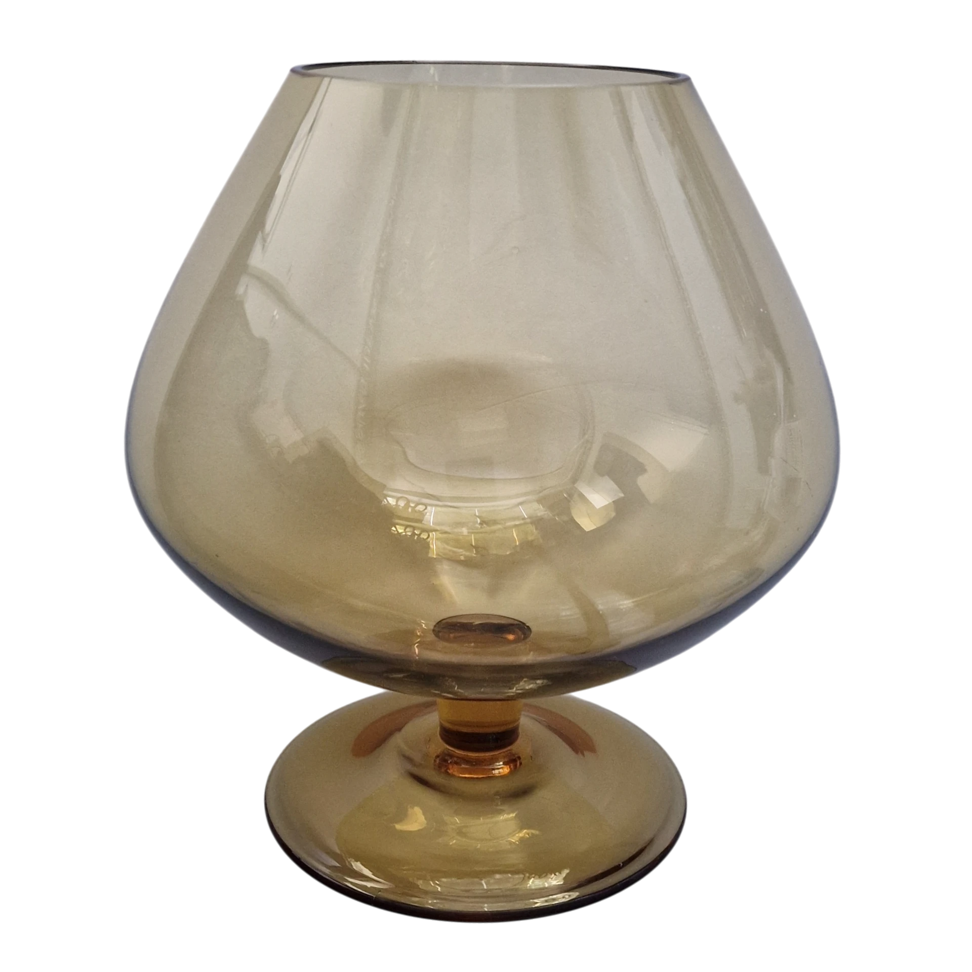 Grande Taça Balão em Vidro Fumado Âmbar 22 cm — design modernista, séc. XX