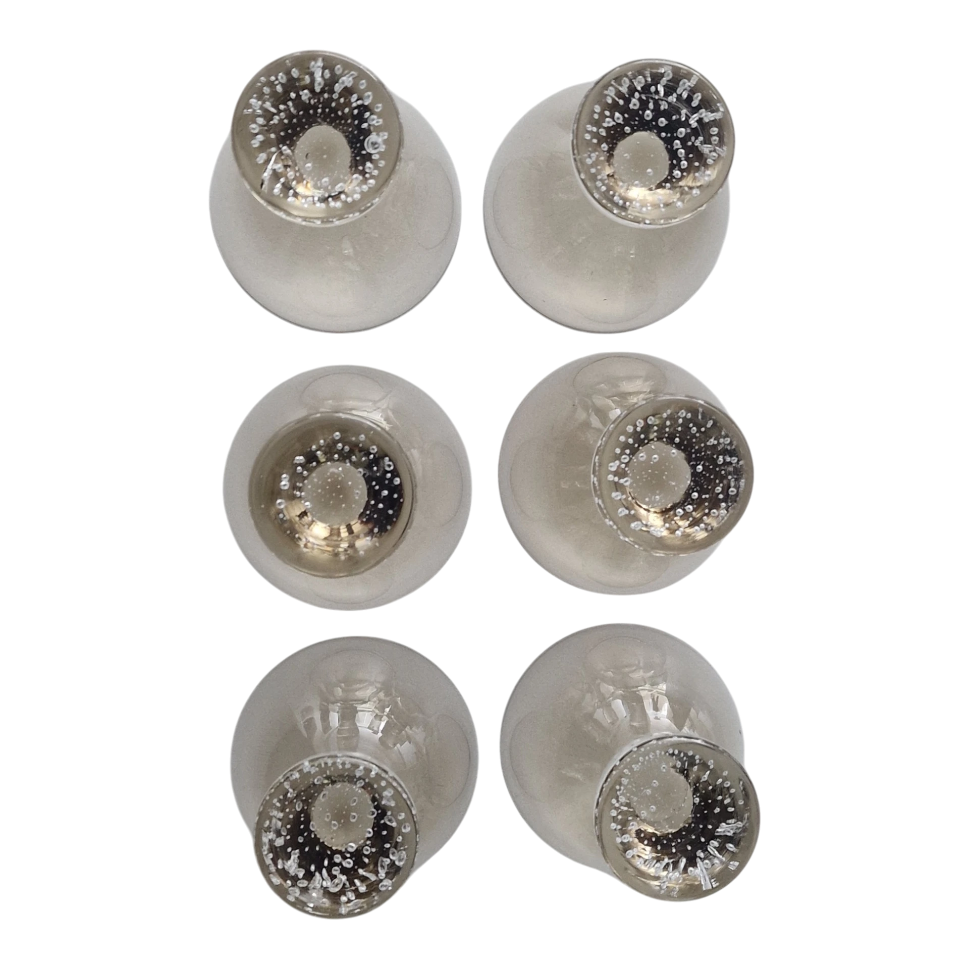 Conjunto de 6 Taças em Vidro Cinza com Pé Bubble Glass — séc. XX/XXI (Copy)