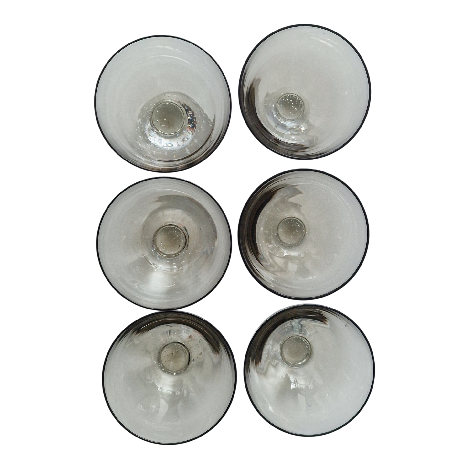 Conjunto de 6 Taças em Vidro Cinza com Pé Bubble Glass — séc. XX/XXI (Copy)